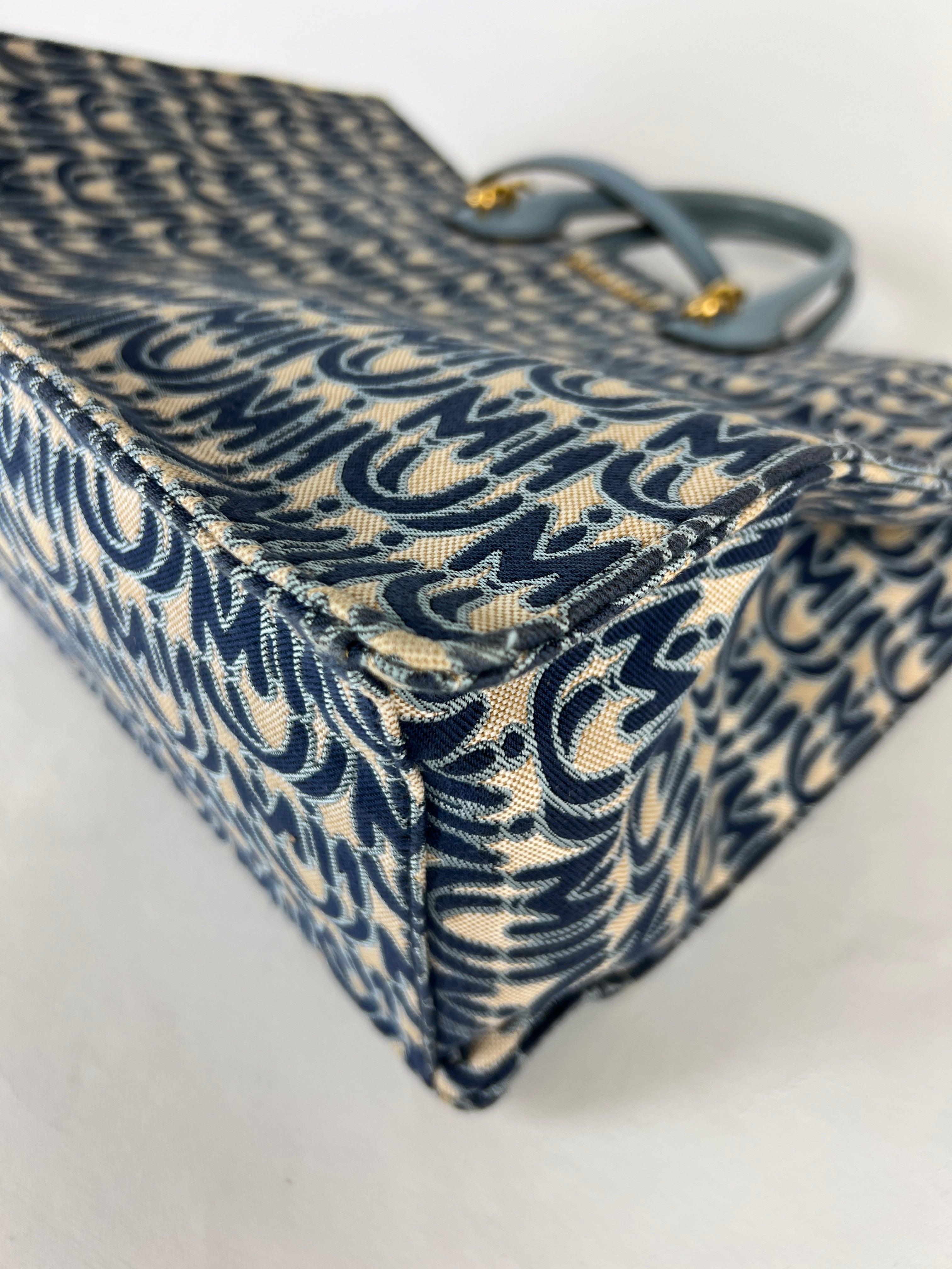 Miu Miu Blue Canvas Tote Bag - Stylish & Spacious Designer Handbag for Women | Perfect for Work, Travel & Everyday Use