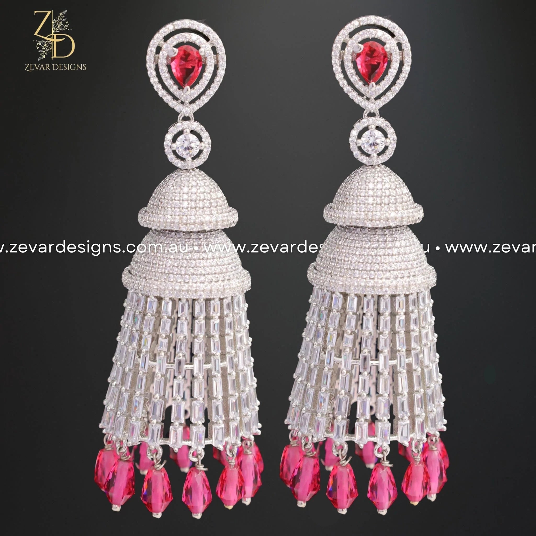 Zircon Red Earrings for Women – Elegant Dangle Earrings for Parties, Weddings & Special Occasions