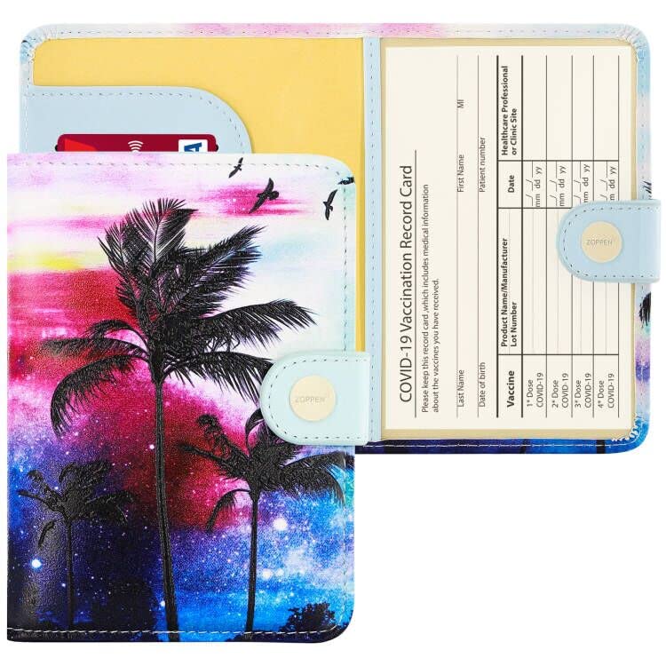 ZOPPEN RFID Blocking Passport Holder for Women - Leather Travel Wallet Cover with Document Organizer | Perfect for Airplane Trips, Vacations & International Travel Essentials