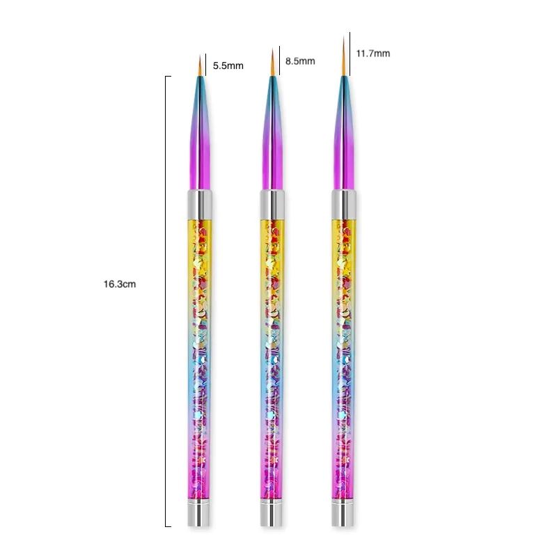 Premium Nail Art Liner Brushes Set - 3 Piece Professional Fine Tip Paint Brushes for Acrylic & Gel Nail Designs - Perfect for Salon, Home Manicure & DIY Nail Art