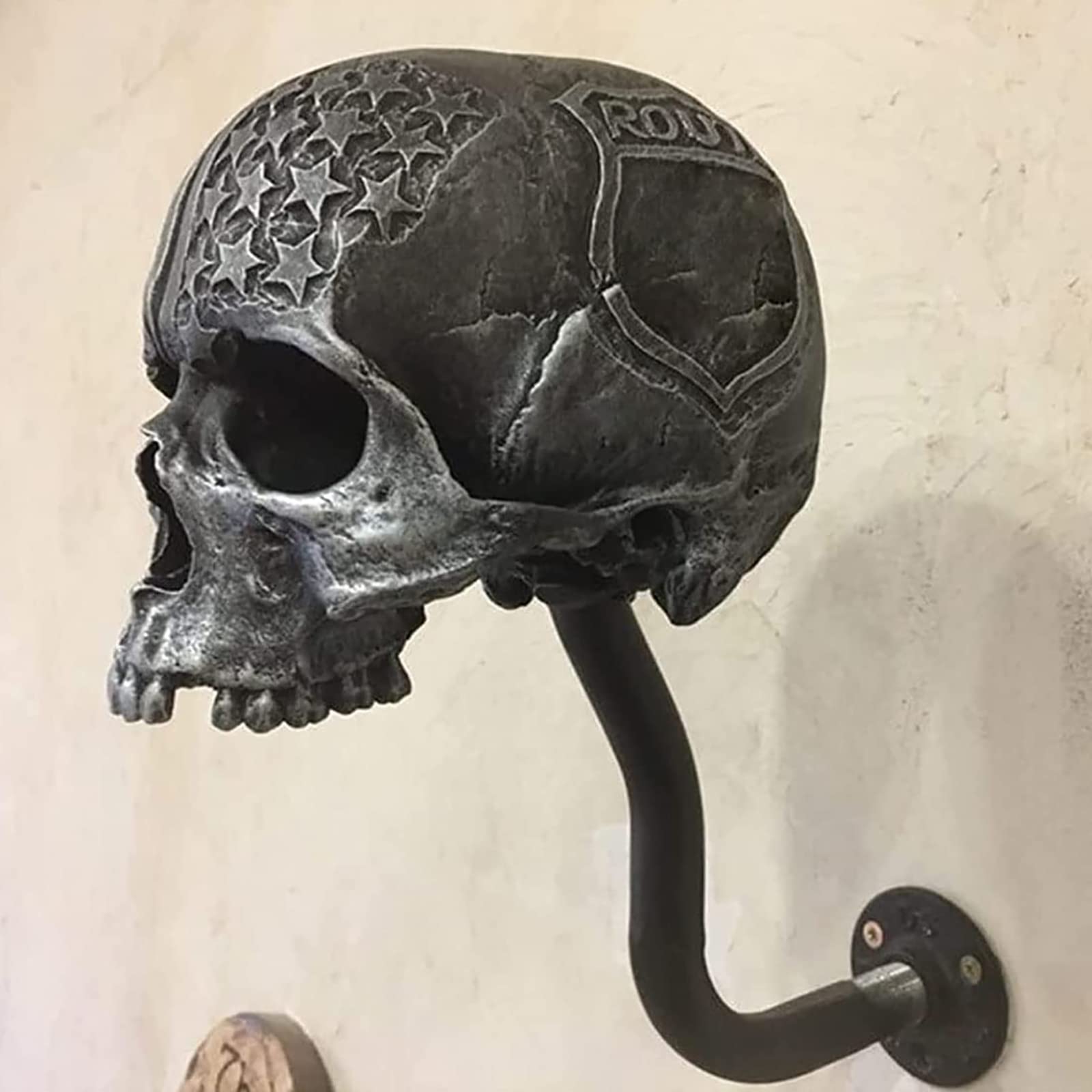 Skull Helmet Holder - Motorcycle & Sports Helmet Stand for Wall Mounting