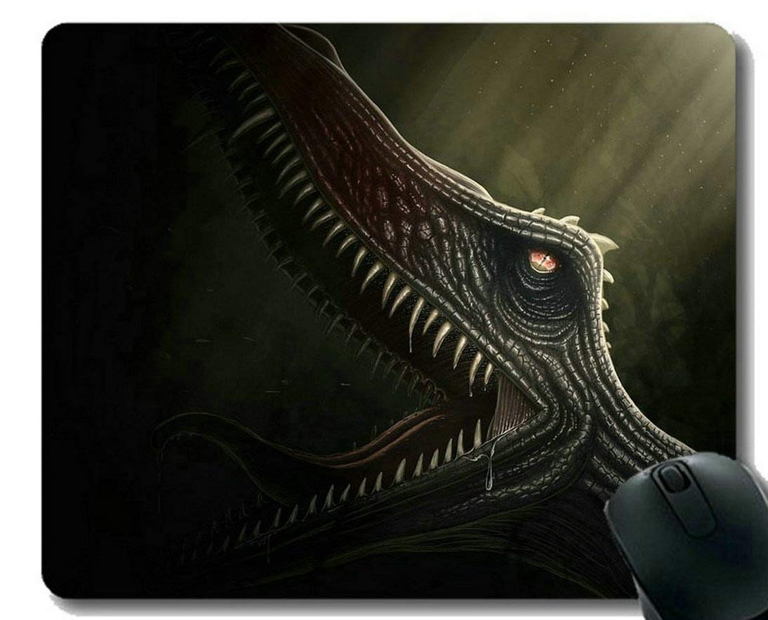 Large Dinosaur Jurassic Themed Gaming Mouse Pad with Non-Slip Rubber Base & Stitched Edges - Perfect for PC, Laptop & Office Workstation Setup