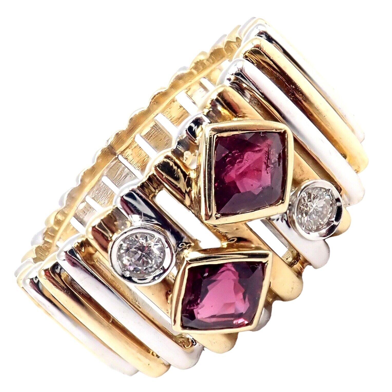 Authentic Van Cleef & Arpels 18k Yellow & White Gold Diamond Ruby Ring - Luxury Vintage Jewelry for Women, Perfect for Weddings, Anniversaries & Special Occasions