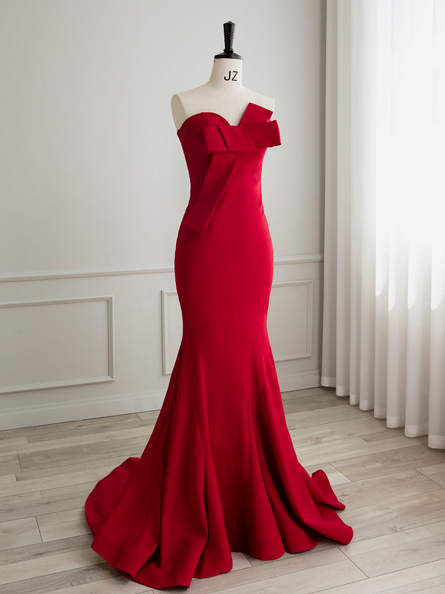 Elegant Red Satin Mermaid Prom Dress - Long Formal Evening Gown for Homecoming, Wedding, Party & Special Occasions