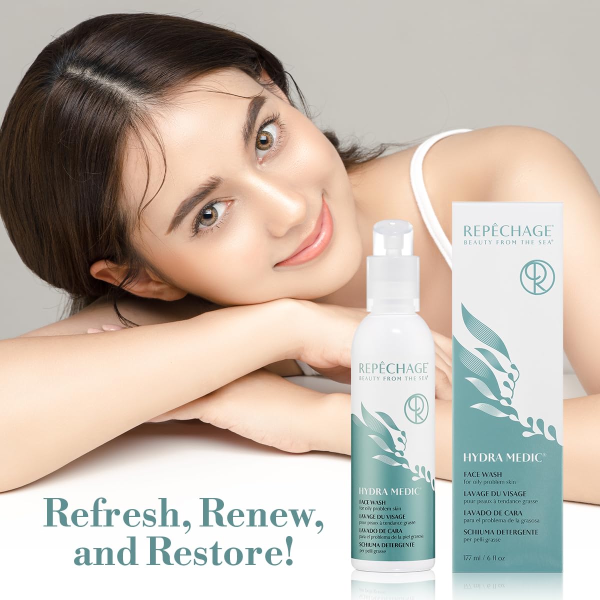 Repechage Hydra Medic Face Wash for Oily & Acne-Prone Skin | Deep Cleansing & Oil Control Facial Cleanser | Dermatologist-Tested for Clear, Healthy Skin | 6oz/177ml | Perfect for Daily Skincare Routine & Breakout Prevention