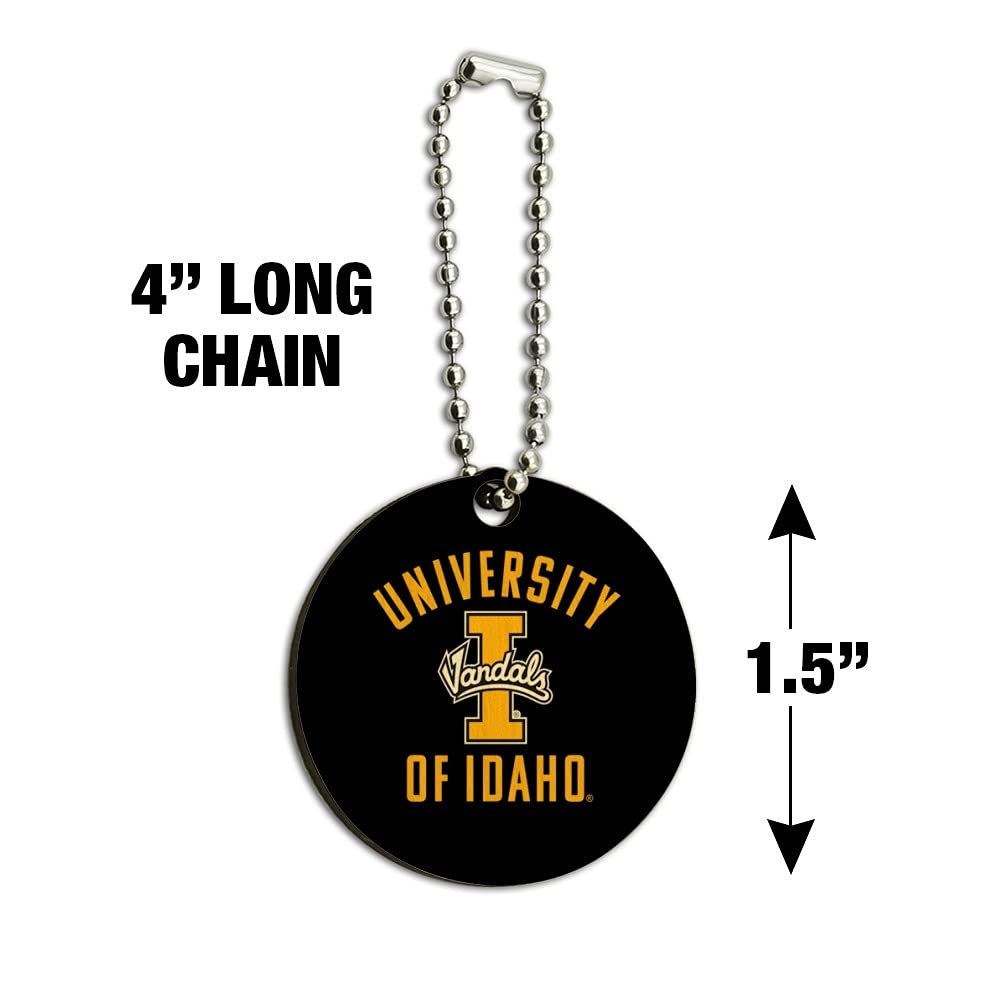 University of Idaho Vandals Wooden Round Keychain - Custom Engraved Key Ring for Fans & Alumni - Perfect for Gifts, Keys, and School Spirit Accessories