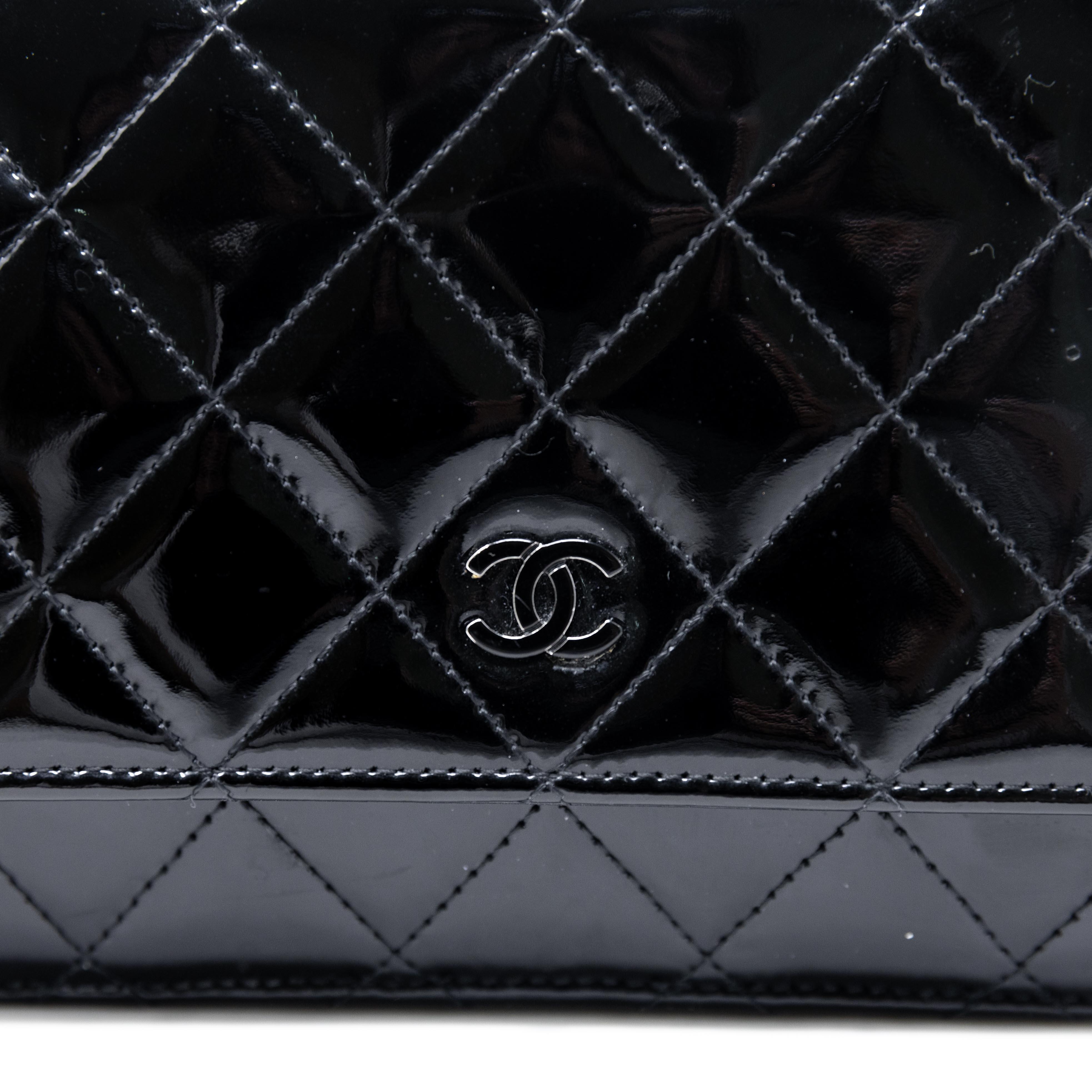 Chanel Black Patent Leather Wallet On Chain Crossbody Bag - Perfect for Evening Events & Daily Essentials
