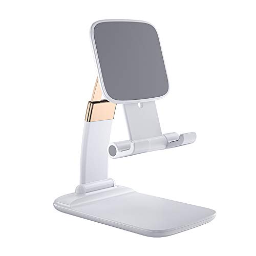 Adjustable Angle & Height Phone Stand for Desk - Foldable Cell Phone & Tablet Holder - Universal Compatibility for All Smartphones & iPads (White) - Perfect for Home Office, Video Calls & Hands-Free Viewing