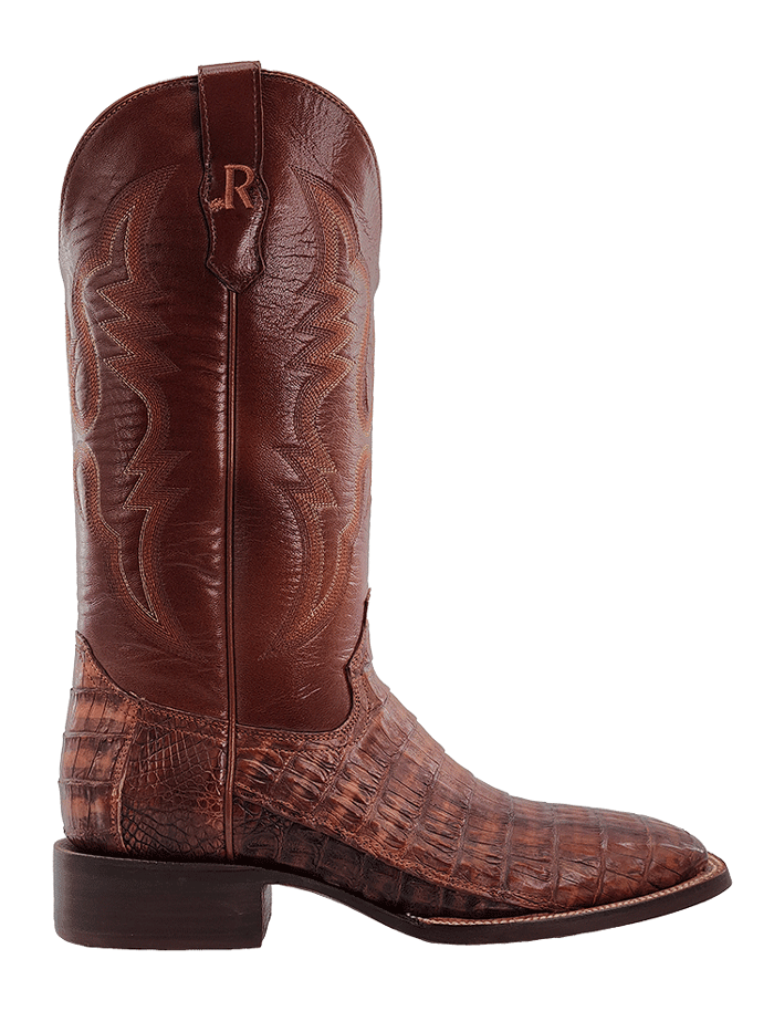 R.Watson RW3003 Men's Genuine Caiman Tail Western Boots in Cognac - Perfect for Cowboy Rides, Country Events & Western Fashion