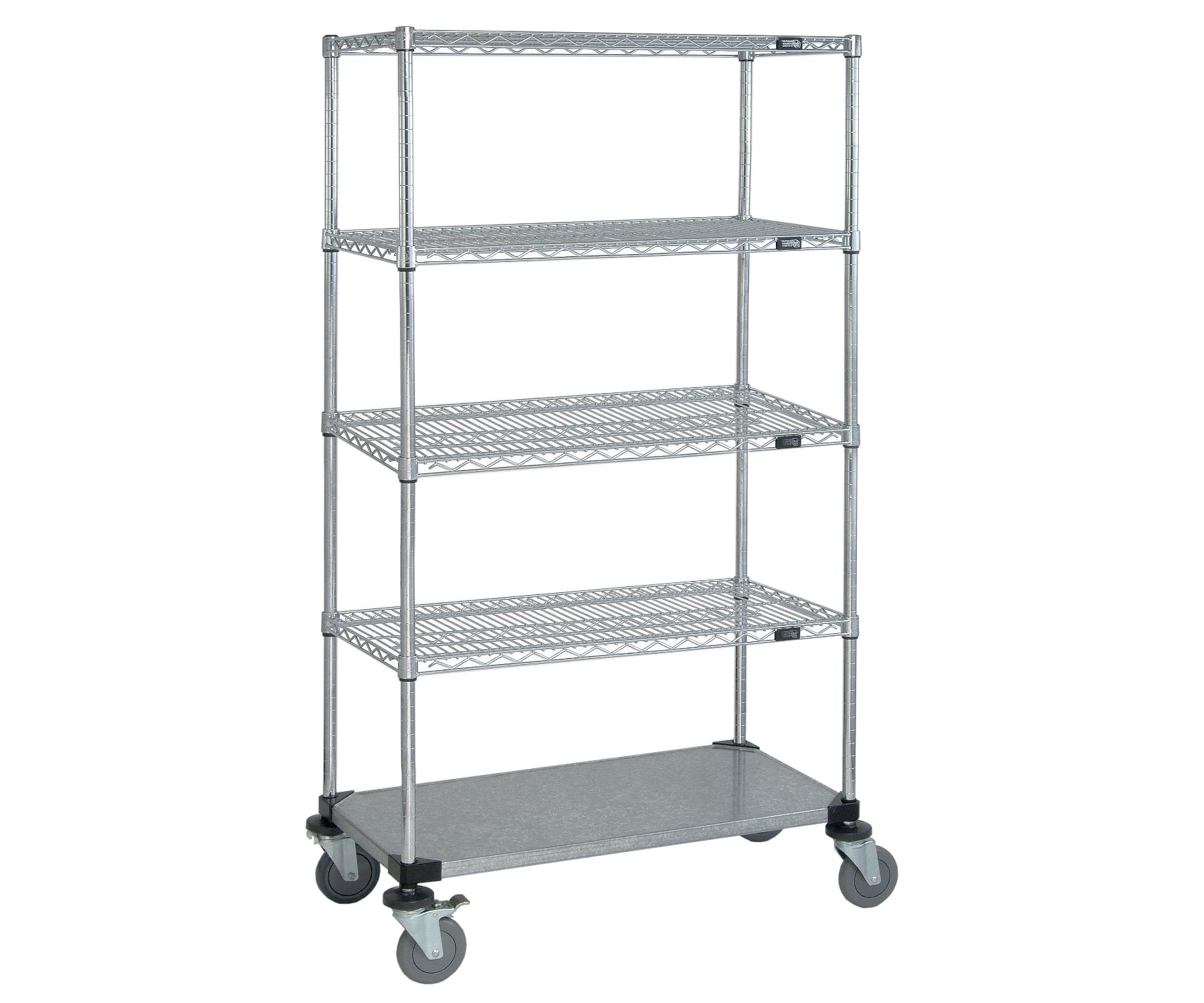Quantum Storage Systems M1860CG46-5 Heavy Duty Wire Shelving Unit with Solid Wheels, 5-Tier Chrome Shelves, 69