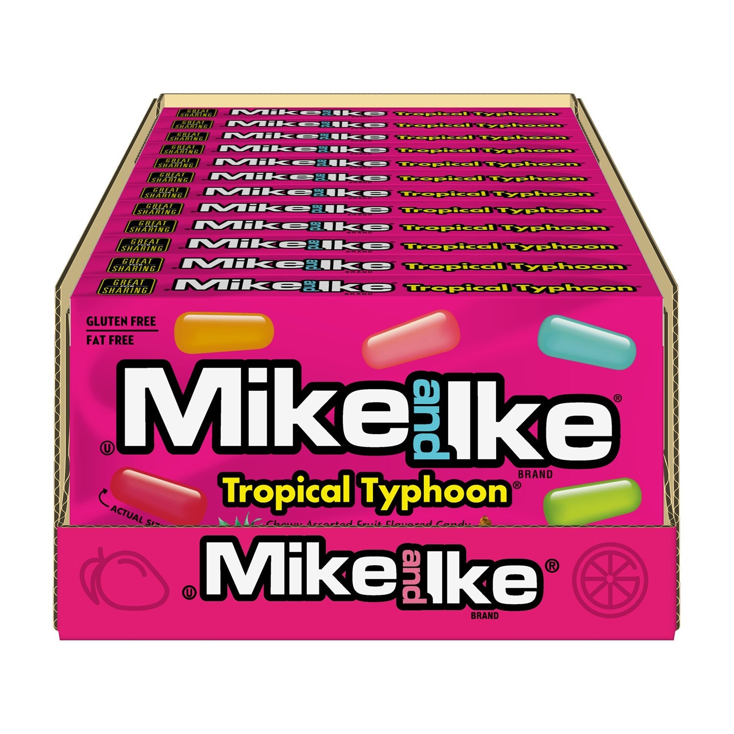 Just Born Mike & Ike Tropical Typhoon Fruit Flavored Candy - 4.25oz Bags (Pack of 12) | Bulk Candy for Parties, Movie Nights & Office Snacks
