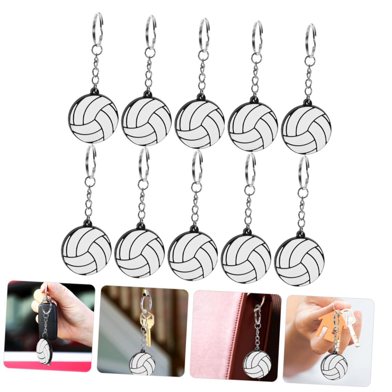 KITANDOVE 10pcs Volleyball Keychains - Durable Metal & PVC Mini Keyrings for Backpacks, Bags, Phones - Sports Team Gifts, Volleyball Fan Accessories, School Locker Decor