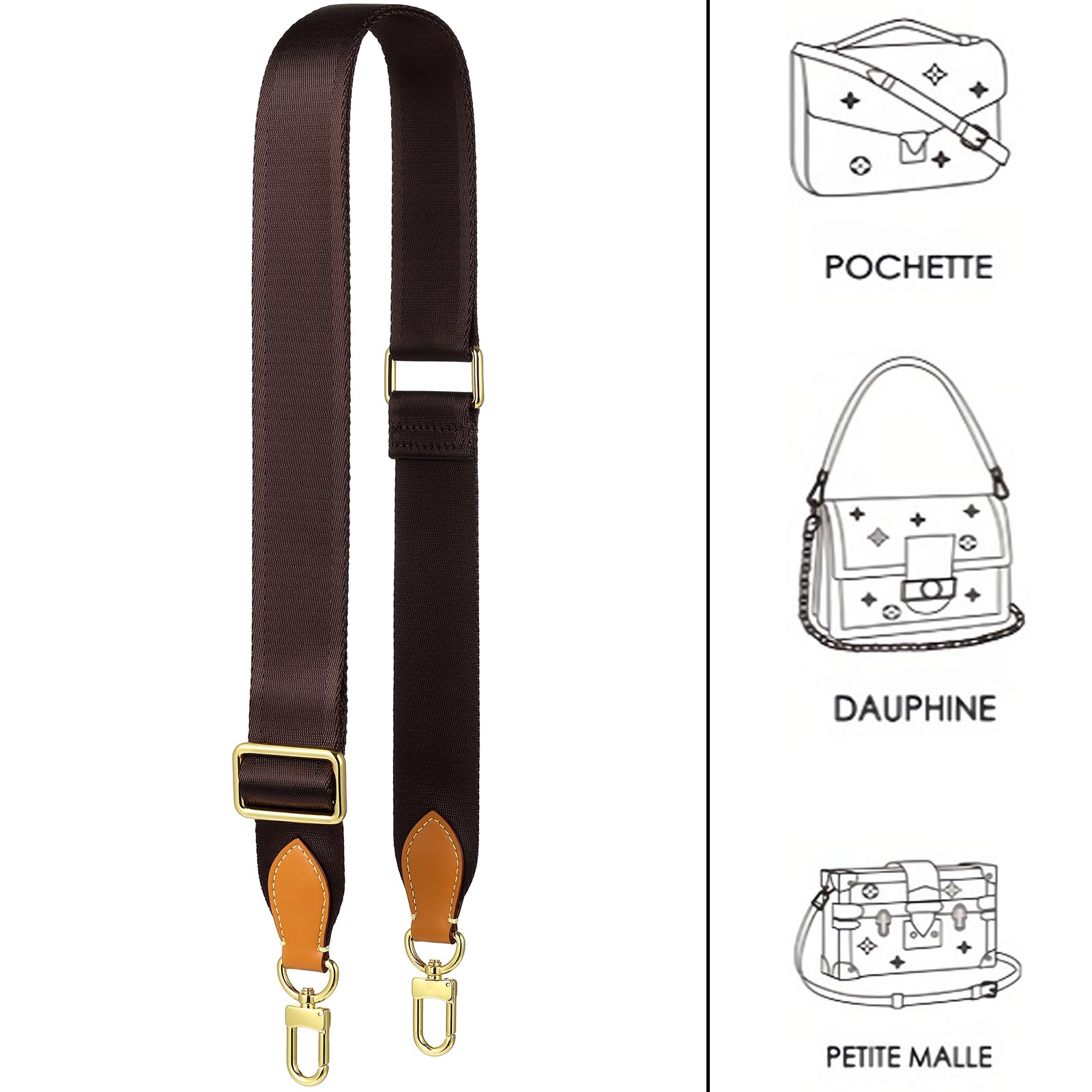 Adjustable Soft Crossbody Strap Replacement for Pochette Accessories - Wide Canvas Purse Strap for Designer Handbags - Perfect for Daily Use, Travel & Fashion Accessories