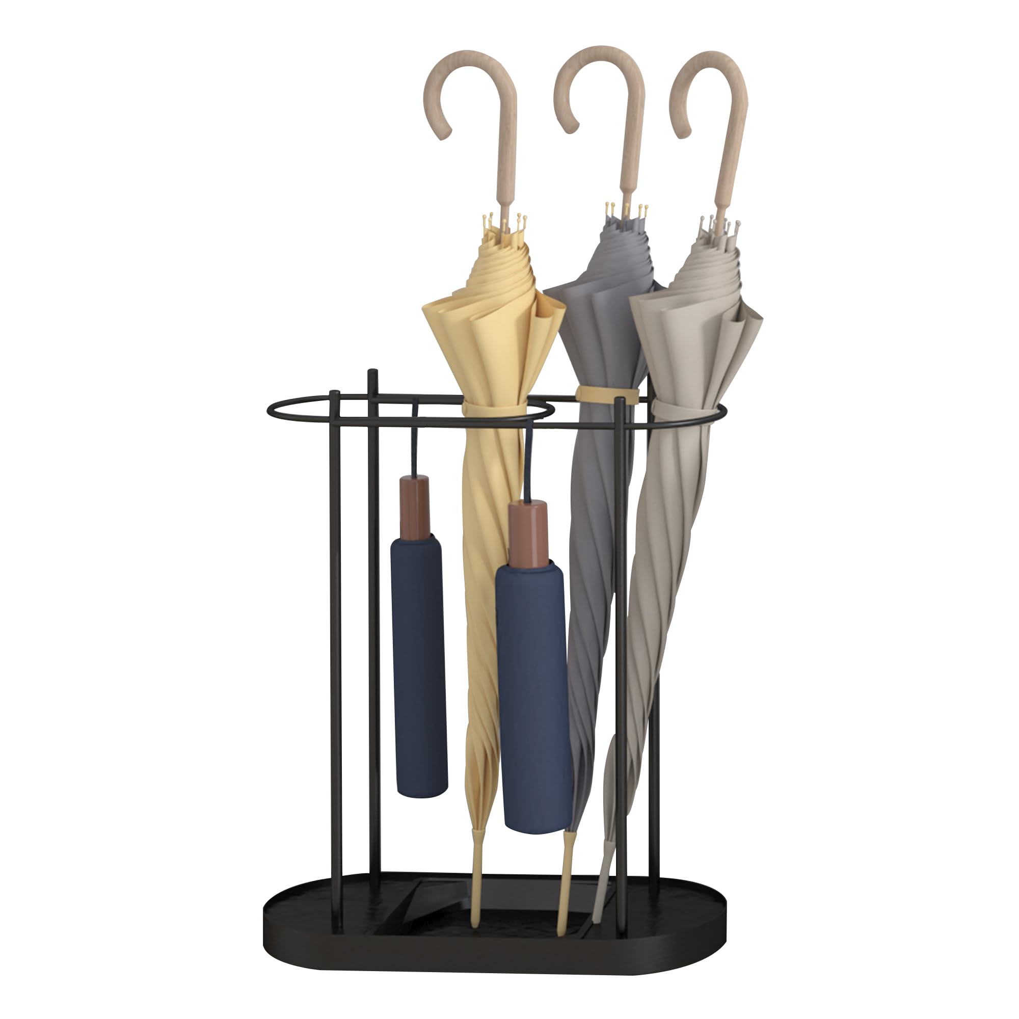 Lukar Metal Umbrella Stand - Indoor Entryway Organizer with Removable Drip Tray, Free Standing Umbrella Rack for Home, Office & Patio Decor - Perfect for Entryways, Mudrooms and Outdoor Spaces
