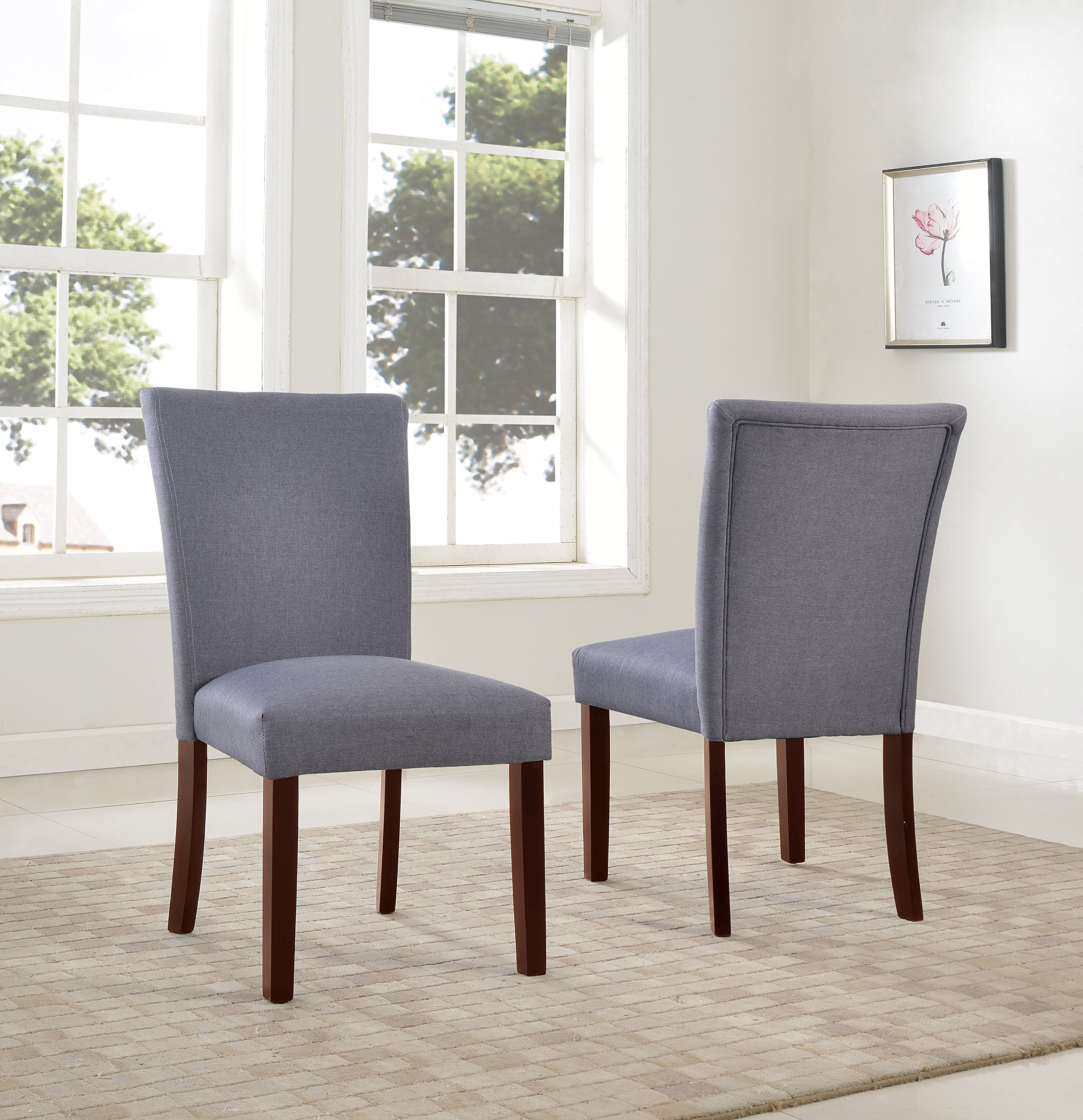 Sally Classic Upholstered Dining Chairs with Brown Wooden Legs - Set of 2 Modern Side Chairs for Kitchen, Dining Room & Breakfast Nook | Comfortable Seating for Family Meals & Entertaining