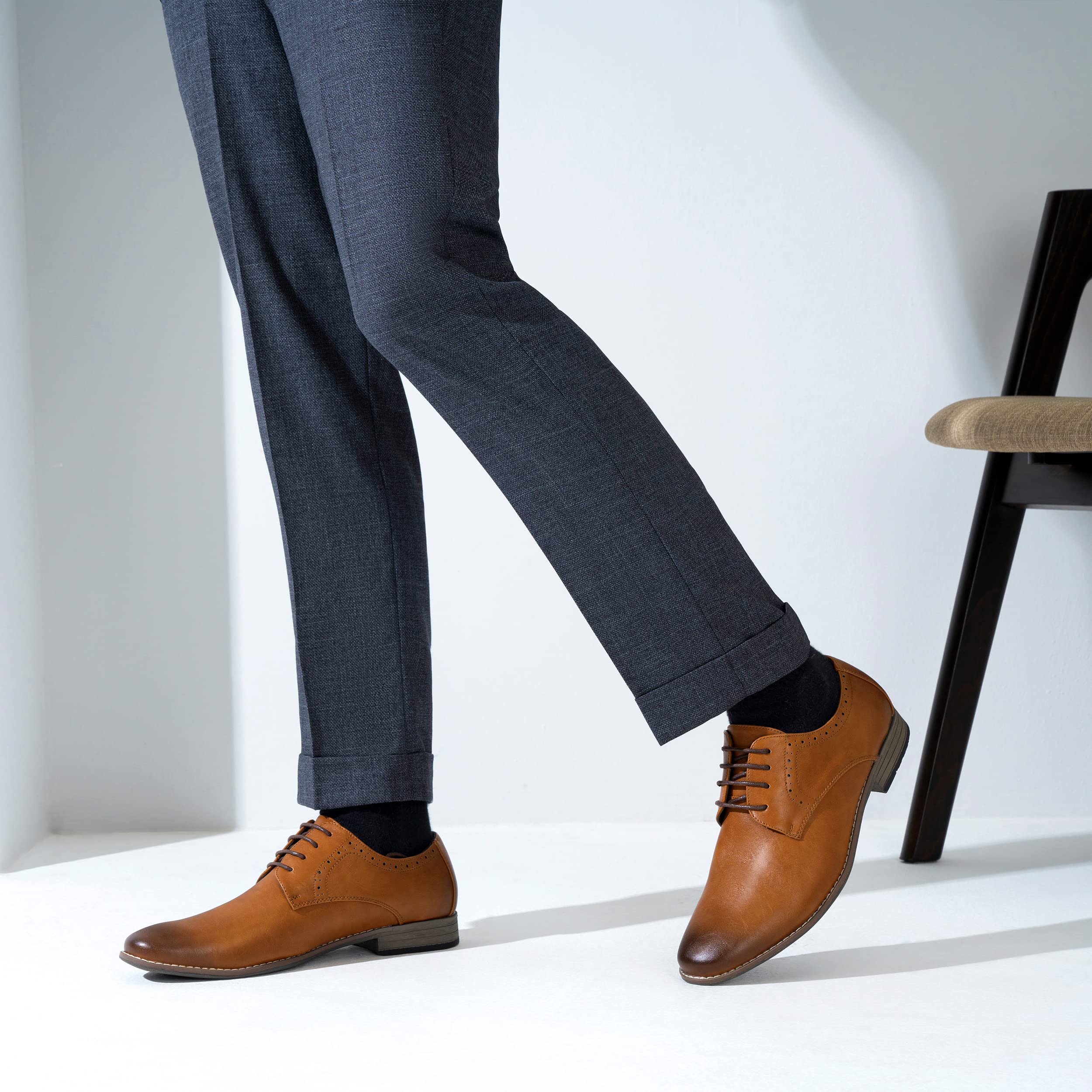 Jousen Men's Oxford Plain Toe Dress Shoes - Classic Formal Derby Shoes for Business, Wedding & Office Wear - Comfortable Leather Dress Shoes for Men