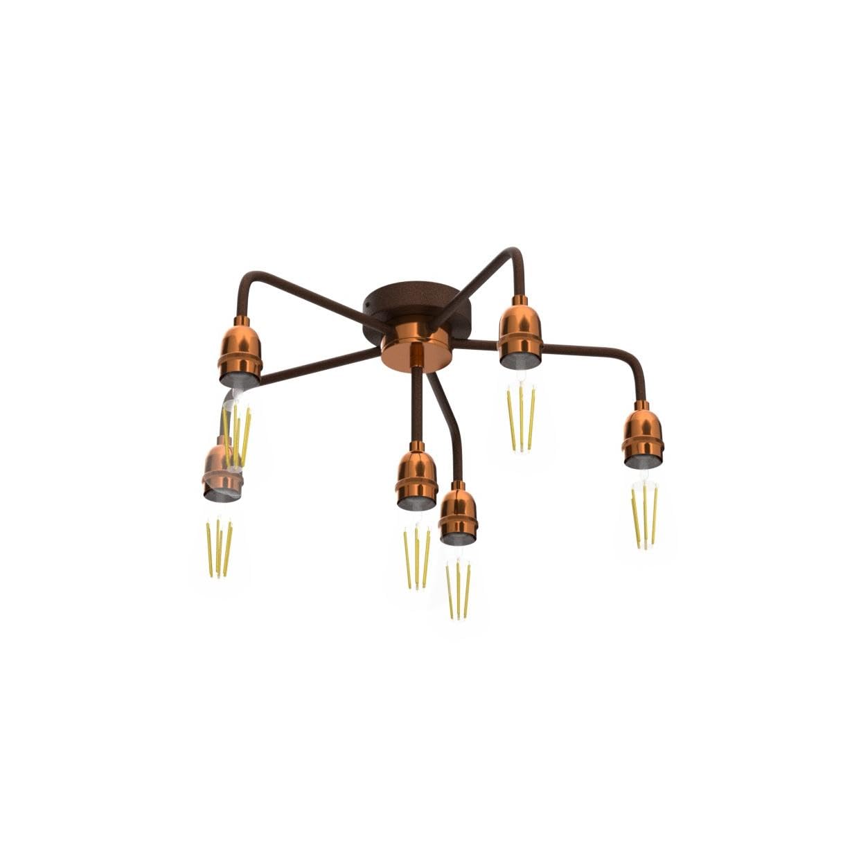 HARPER LIVING E27/ES Semi-Flush Ceiling Light Fixture - Black with Matte Silver Finish, LED Compatible for Energy Saving - Perfect for Living Room, Bedroom, Kitchen, Hallway, Hotel & B&B Lighting - 5-Light Modern Ceiling Lamp for Home & Commercial Spaces (Black & Copper)