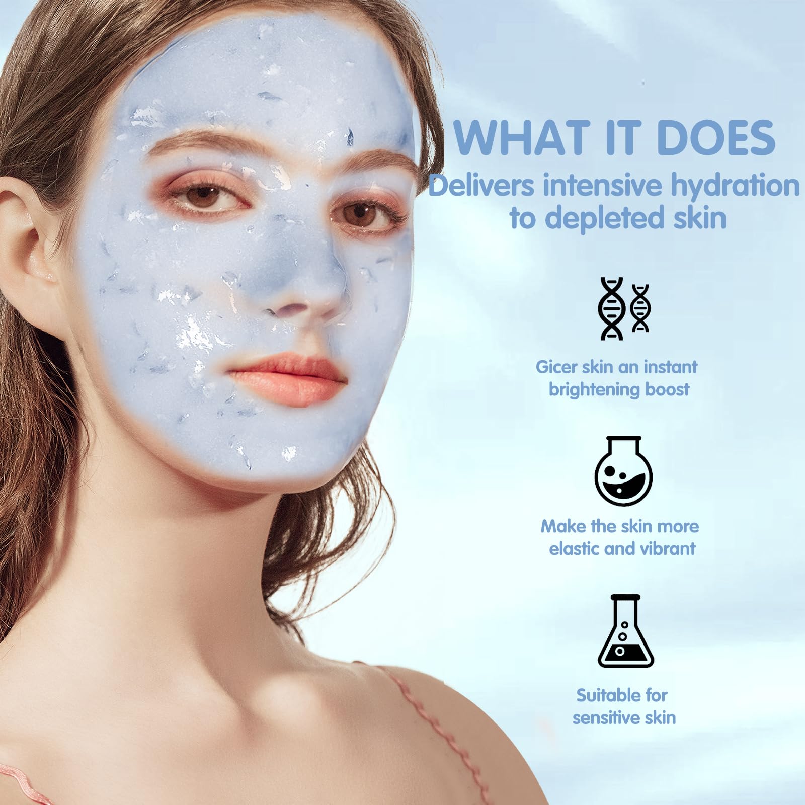 Professional Jelly Face Mask Set - Hydrating & Moisturizing Gel Mask for Wrinkles & Acne, 23 Fl Oz Jar, Natural Skincare Facial Treatment (5-Piece Set) - Perfect for Spa Nights, Self-Care Routines & Glowing Skin