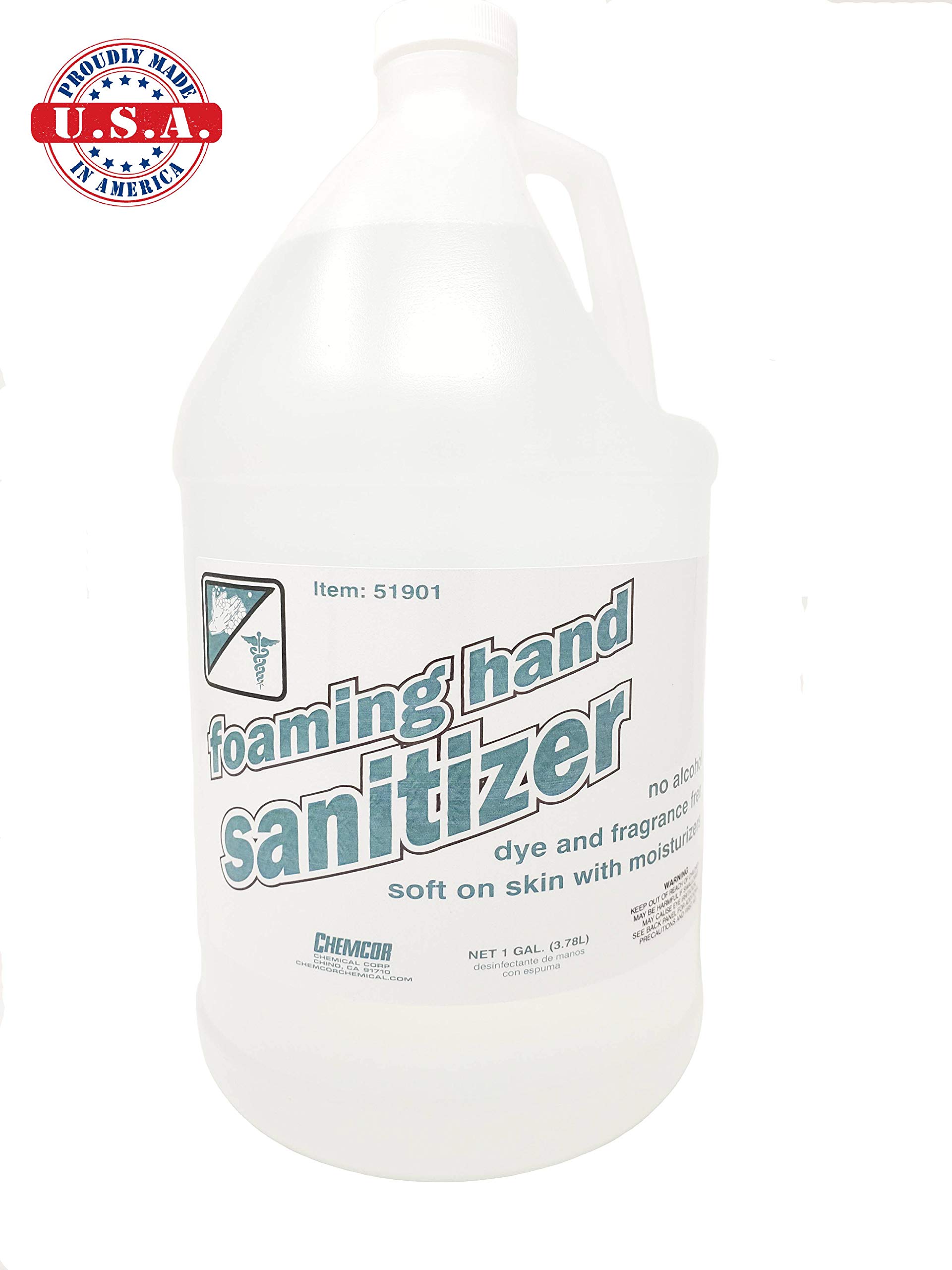 Foaming Hand Sanitizer No Alcohol, Dye & Fragrance Free, 1 Gallon (128 FL OZ) - Gentle for Sensitive Skin, Ideal for Home, Office, and Schools