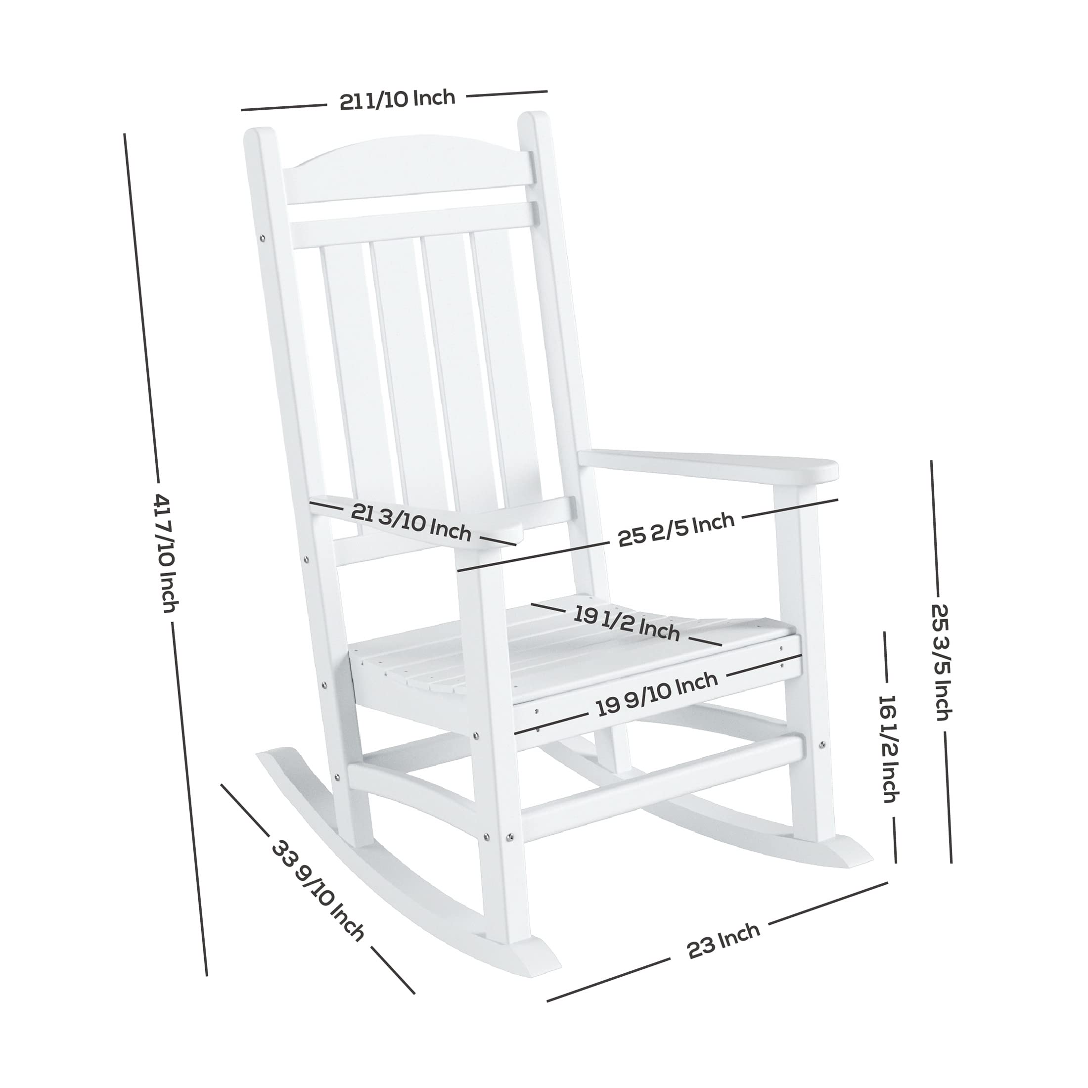 **HDPE UV-Resistant Farmhouse Outdoor Rocking Chair - Weatherproof Patio Furniture for Garden, Porch & Backyard Relaxation (Black) - WO Home Furniture**