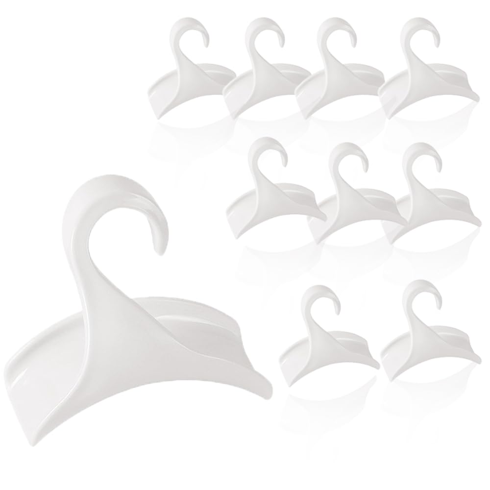 10-Pack Acrylic Purse Hangers for Closet - Space Saving Bag Hook Organizer for Handbags, Caps, Headphones & Backpacks - White Plastic Bag Rack Holder (Perfect for Bedroom Closet, Entryway & Dorm Organization)