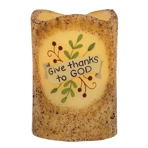 Battery Operated Farmhouse Candle with 6-Hour Timer - Rustic Primitive Home Decor for Thanksgiving, Christmas & Prayer - Perfect for Mantel, Table Centerpiece & Cozy Ambiance (Batteries Not Included)