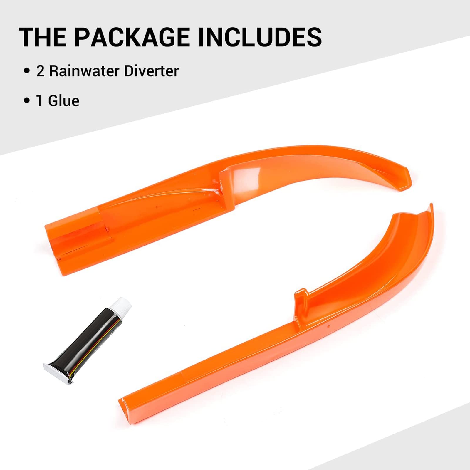 CheroCar ABS Hardtop Rain Diverter & Gutter Extensions - Water Deflector Exterior Accessories for Jeep Wrangler JK (2011-2017 Models) - Orange - Perfect for Off-Roading & Rain Protection