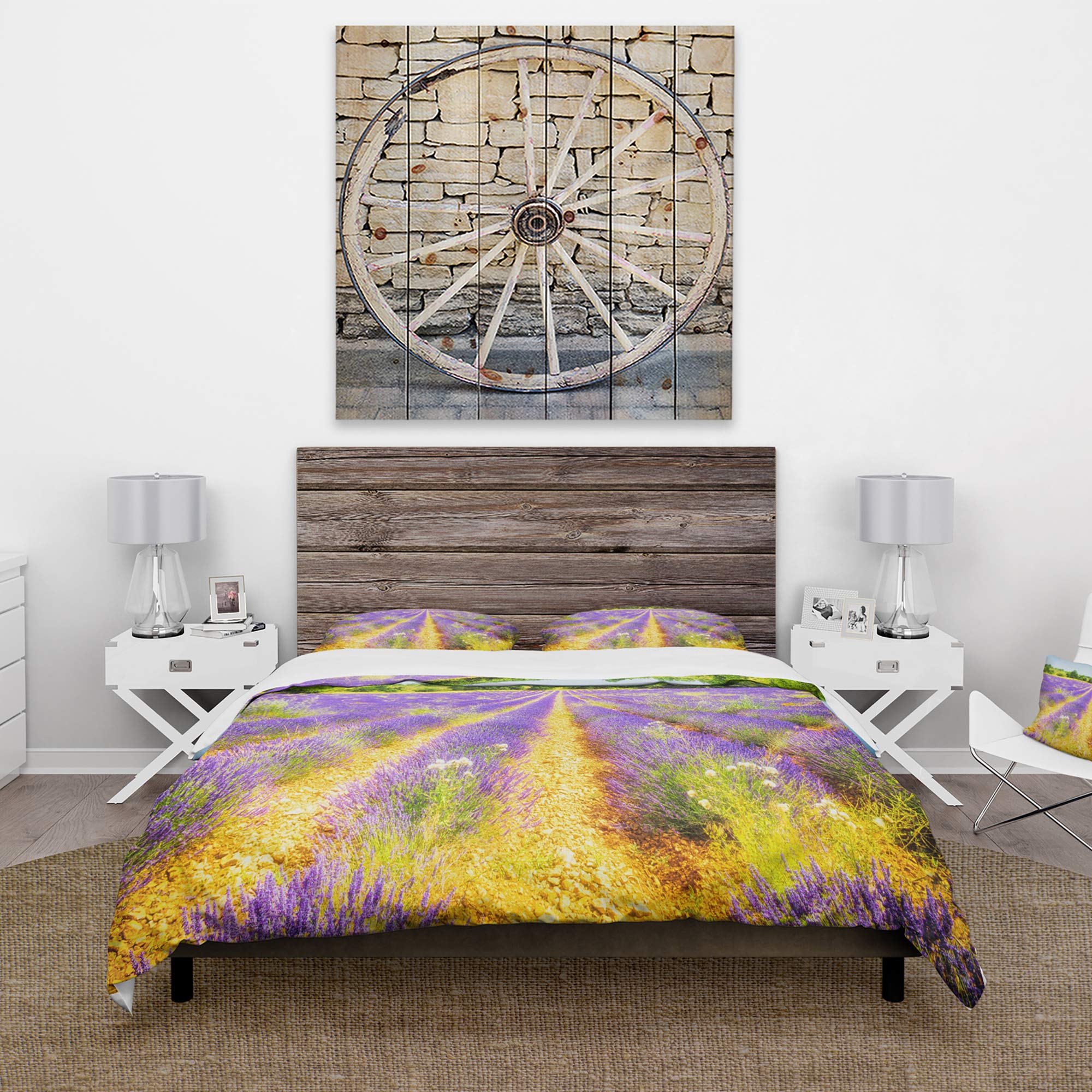 Lavender Field Duvet Cover Set King - Floral Coastal Bedding for All Seasons