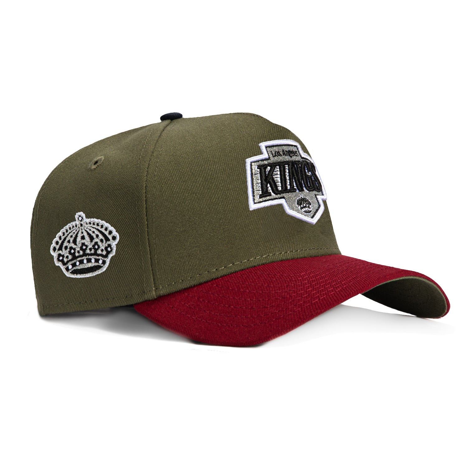 New Era 9Forty A-Frame Los Angeles Kings Logo Patch Snapback Hat - Olive & Cardinal | Official NHL Licensed Baseball Cap for Men & Women | Perfect for Sports Fans, Streetwear & Casual Outfits