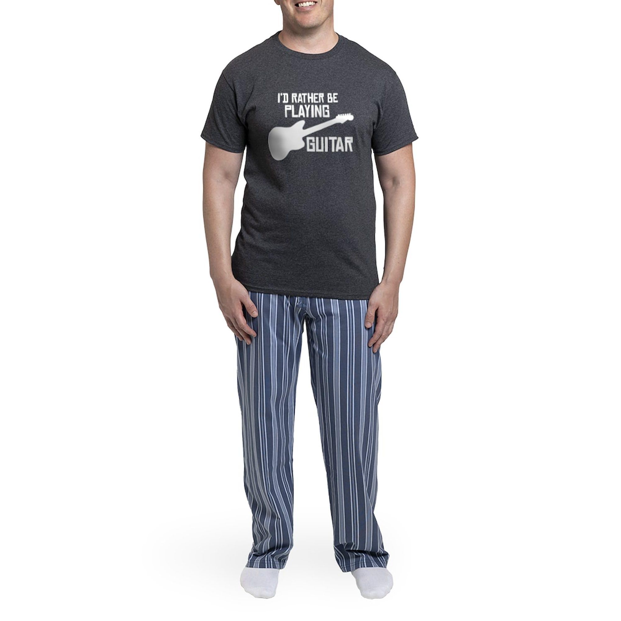 I'd Rather Be Playing Guitar - Men's Charcoal Pajama Set | Funny Novelty Sleepwear for Musicians | Perfect for Relaxing at Home & Gift for Guitar Lovers