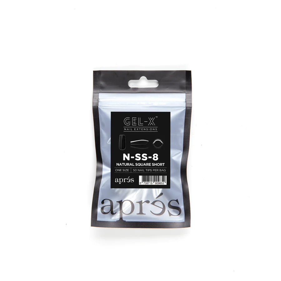Apres Gel X Tips 50pc - Natural Short Square Nail Extensions for Easy DIY Manicures at Home | Salon-Quality Press-On Nails for Women
