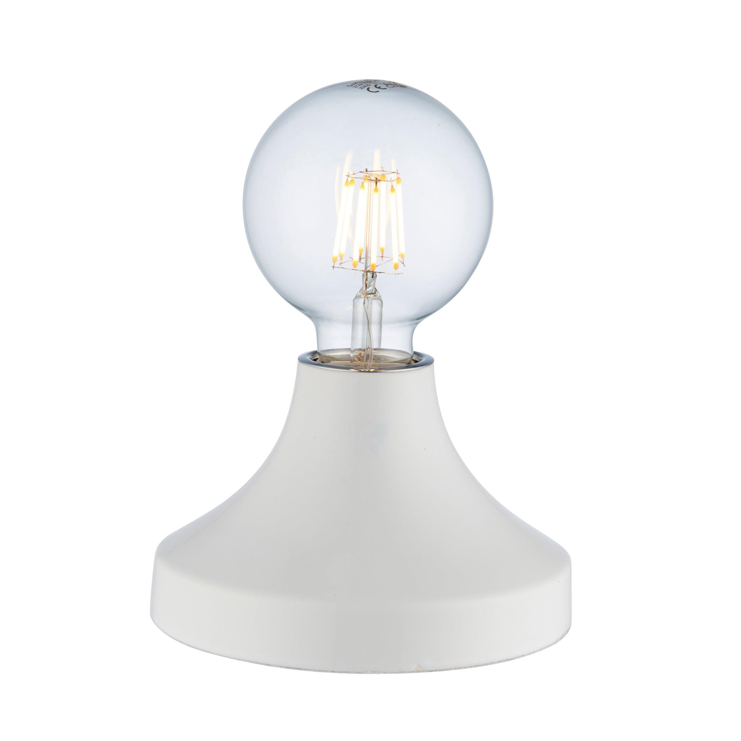 Modern White Ceramic Table Lamp - Living Lights Maida for Bedroom, Living Room & Office - Elegant Home Decor Lighting