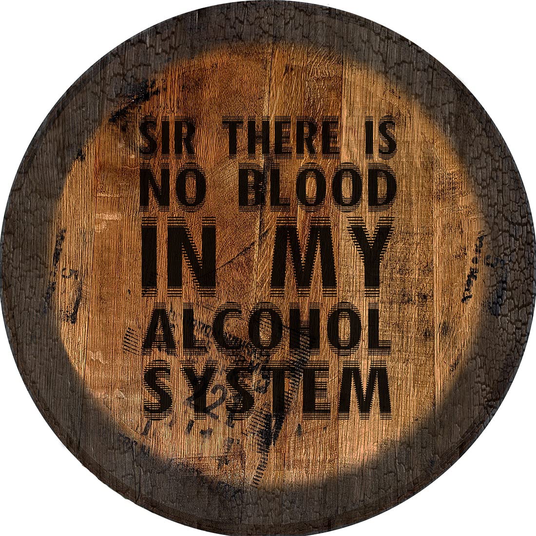 PS Prints Alcohol Breathalyzer Pub Sign - Large Oak Whiskey Barrel Lid Wall Decor for Bars, Man Caves & Home Theaters | Vintage Tavern Decor for Whiskey Lovers & Home Brewers