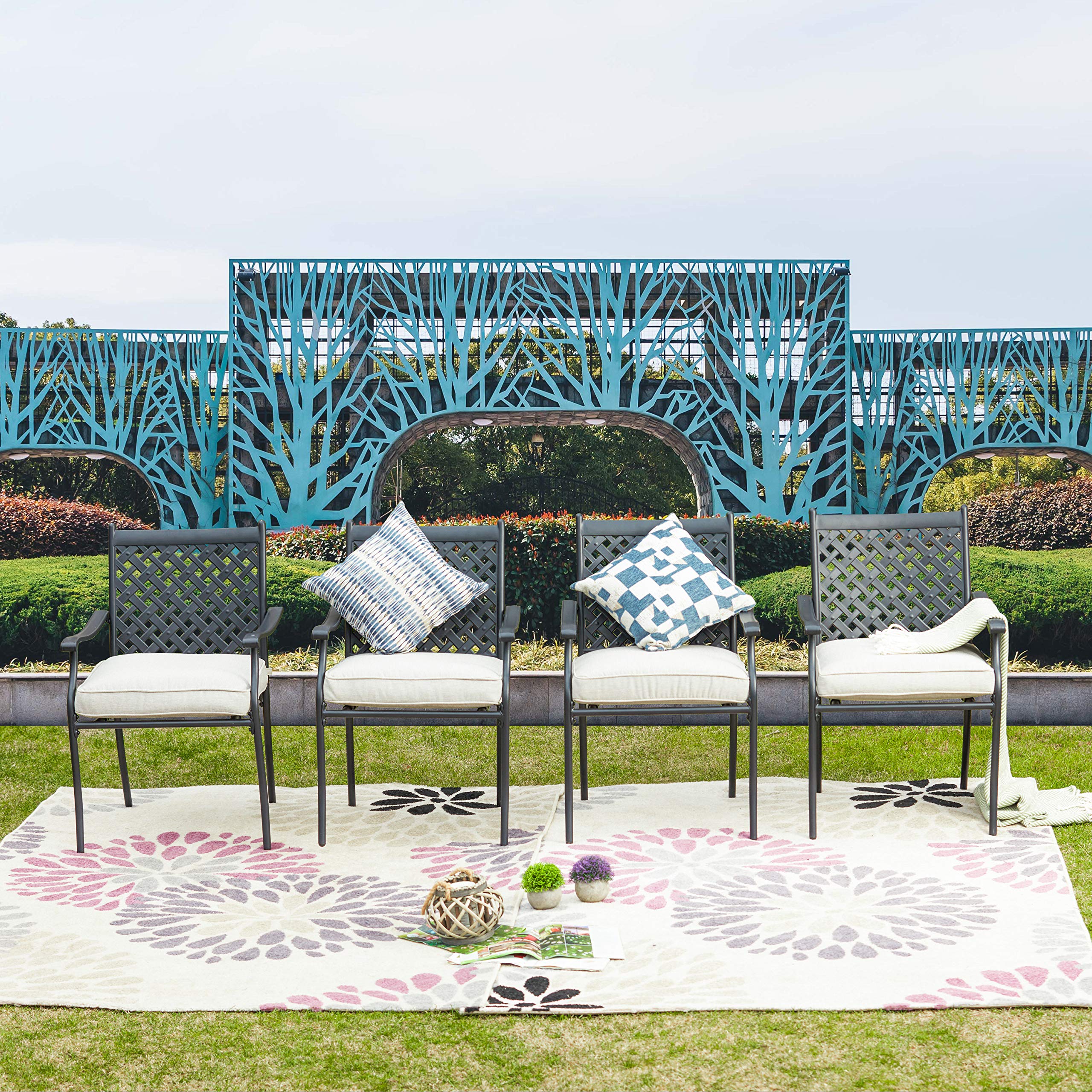 **4-Piece Patio Dining Chairs Set with 3.1