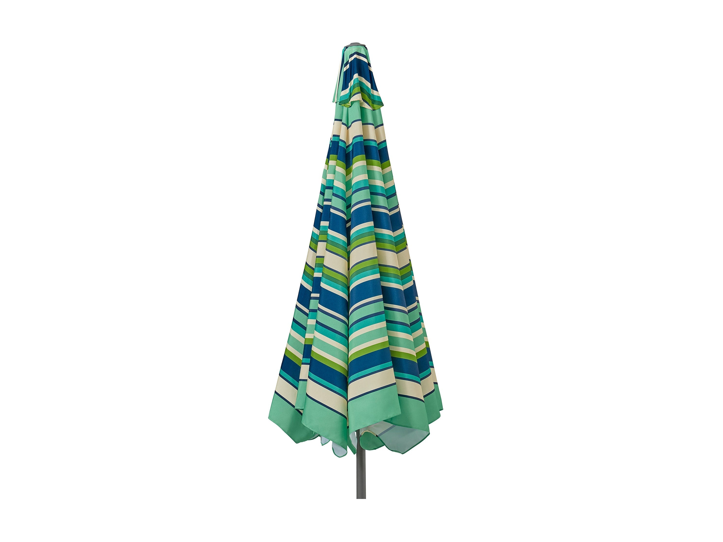 10ft Round Green and White Outdoor Patio Umbrella - Sun Shade for Garden, Poolside, and Backyard Relaxation