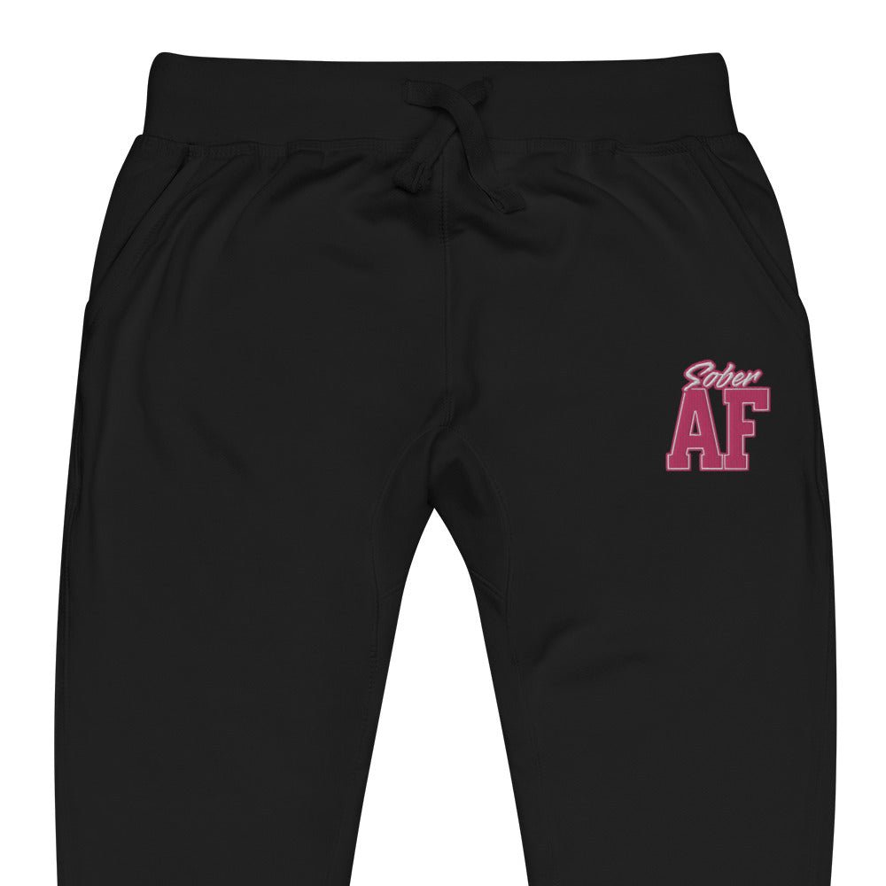Sober AF Block Letter Unisex Fleece Sweatpants - Comfortable Lounge Pants for Men & Women - Perfect for Home, Gym, and Casual Wear