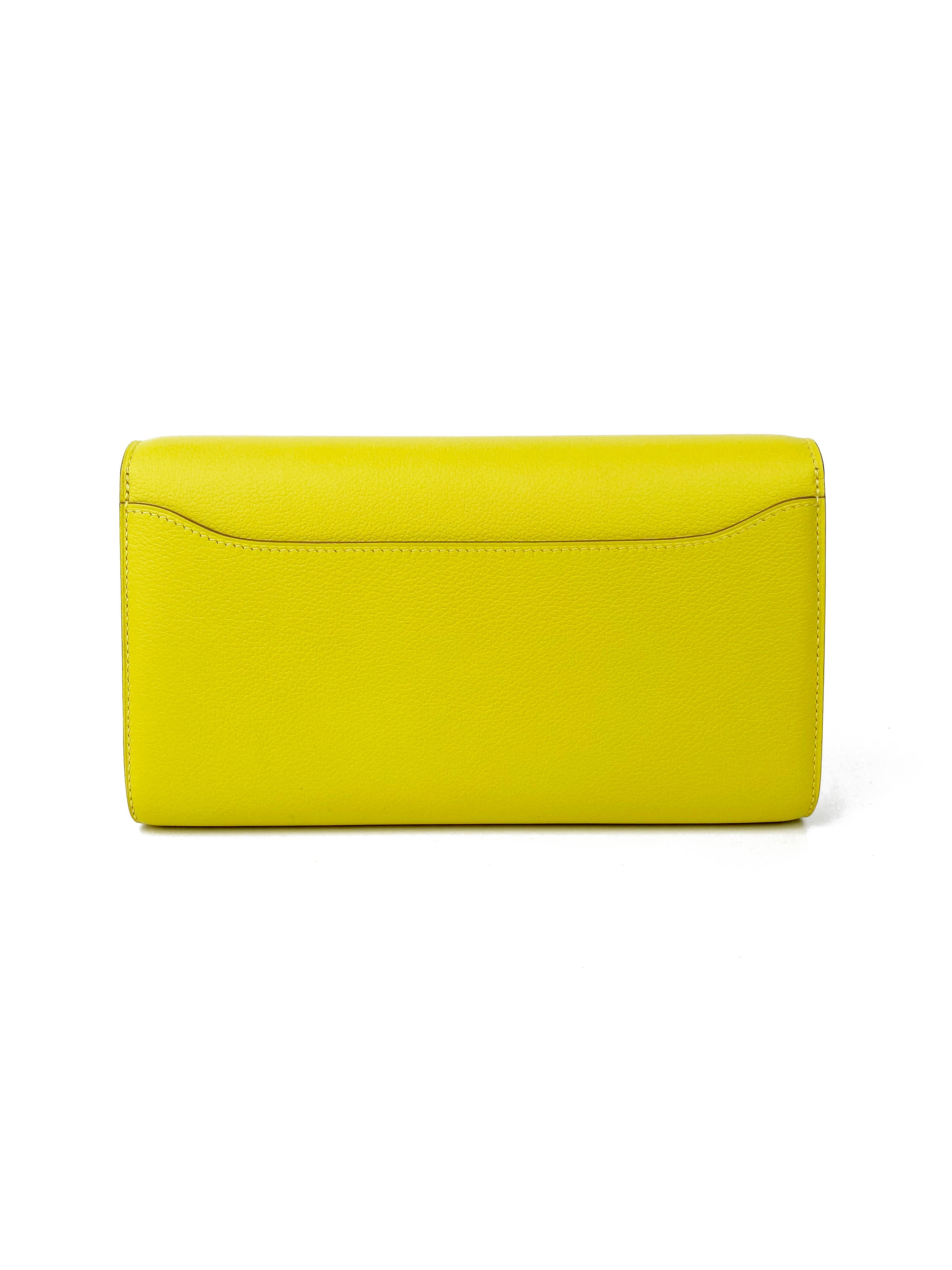Hermes Lime Constance To Go Wallet - Luxury Leather Wallet for Women, Compact & Stylish, Perfect for Everyday Use, Travel & Special Occasions