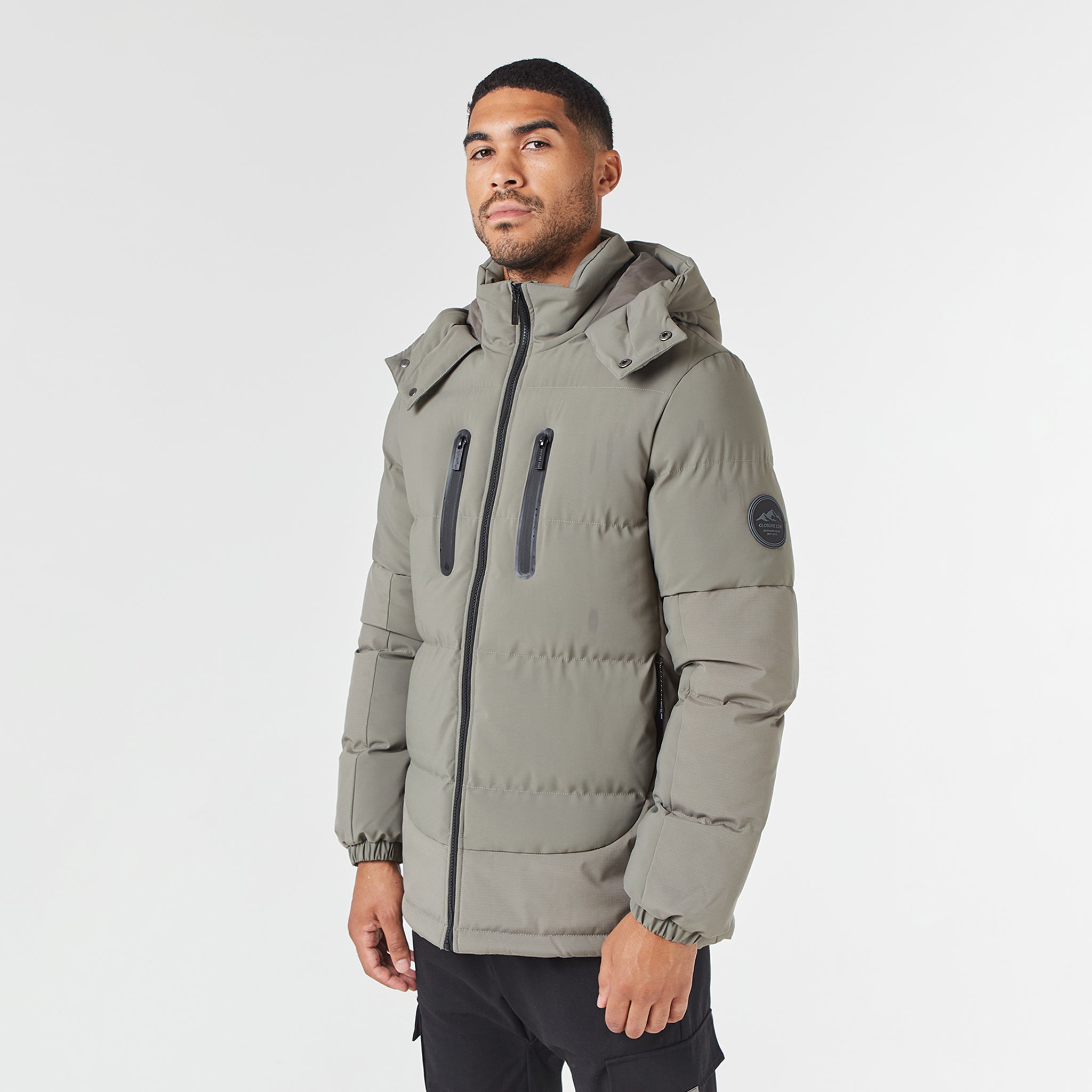 Contrast Panel Puffer Jacket for Men & Women | Washed Khaki Winter Coat - Lightweight Warm Jacket for Outdoor Activities, Hiking & Casual Wear