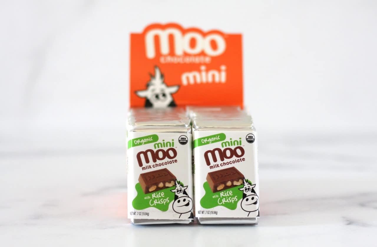 Organic Milk Chocolate Mini Bars with Rice Crisps 0.7oz (14 Count) - USDA Certified, Non-GMO, 100 Calorie Snack - Perfect for Travel, School Lunchboxes & Office Breaks - Healthy Chocolate Treat for Kids & Adults
