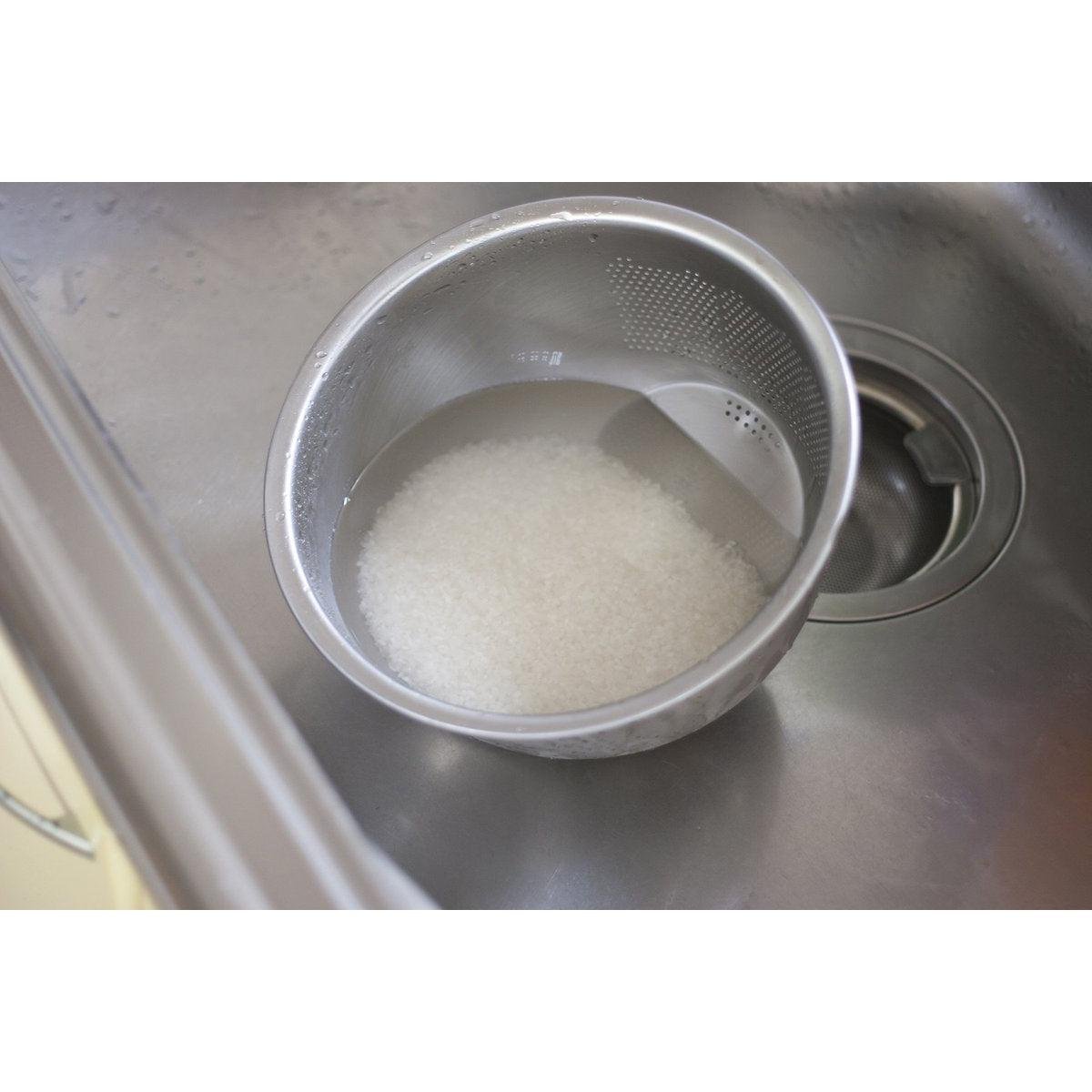 Maruefu 3-Way Stainless Steel Rice Washing Bowl with Strainer - Perfect for Washing, Draining & Storing Rice - Ideal for Asian Cooking & Meal Prep
