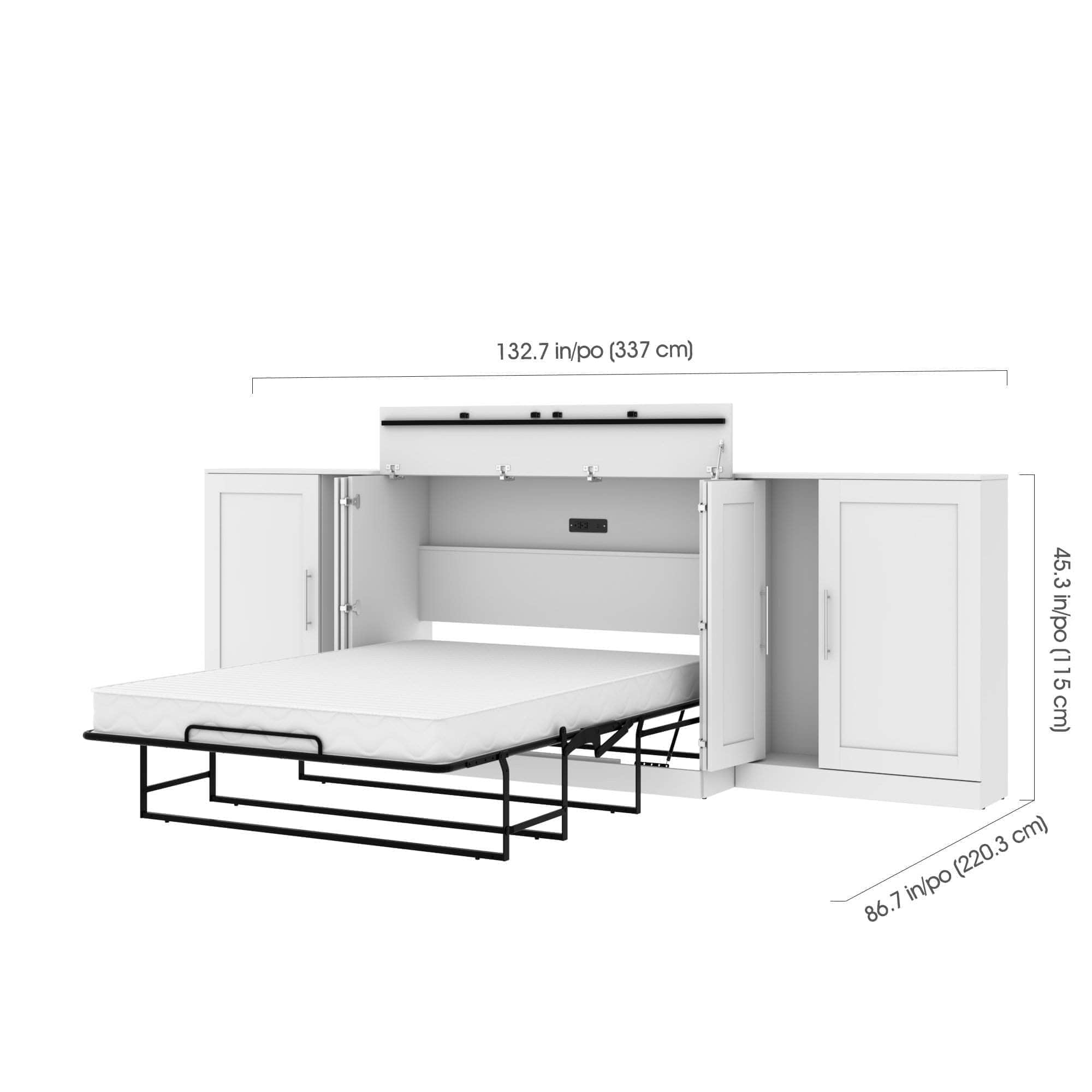 Pur Full Murphy Cabinet Bed with Mattress & 2x36