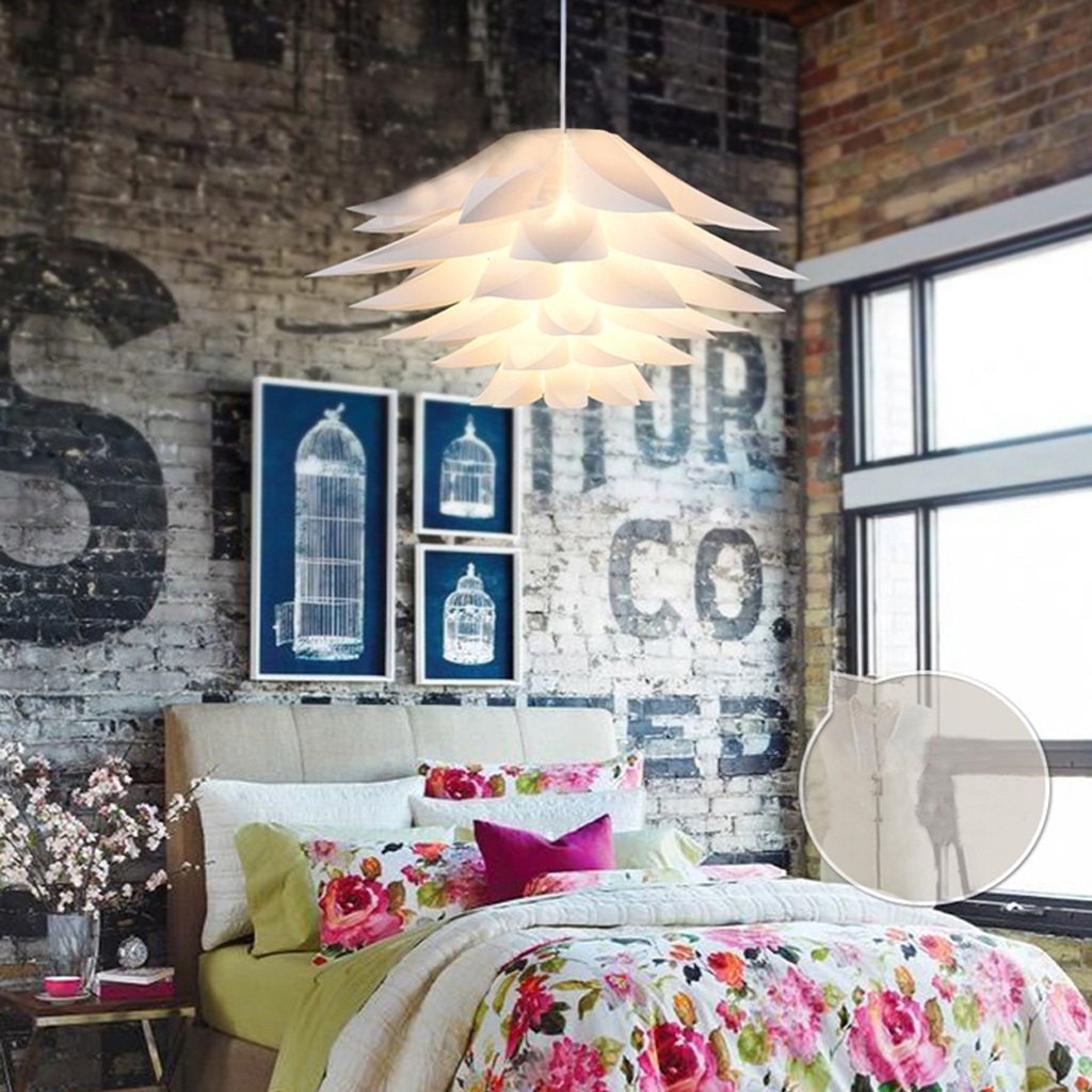 Lily Lotus Puzzle Pendant Lamp - Modern LED Hanging Lighting for Cafe, Restaurant & Home Decor - White Ceiling Light Fixture - Perfect for Dining Rooms, Bedrooms and Living Spaces