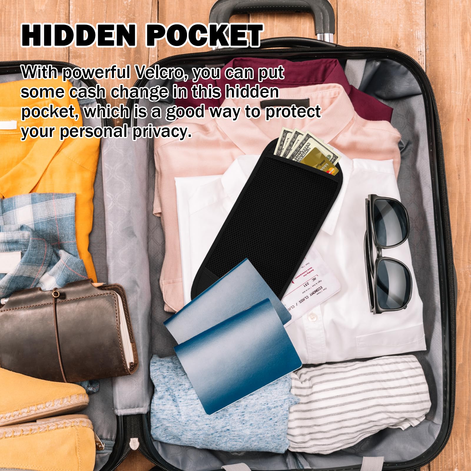 RFID Blocking Travel Money Belt - Hidden Passport Holder & Secure Wallet Pouch for Men & Women | Protects Cash, Credit Cards & Travel Documents (Black) | Perfect for Airports, Sightseeing & International Trips