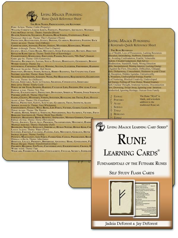 Futhark Runes Learning Cards & Quick Reference Guide - Norse Divination Set with Loose Leaf Sheets for Beginners - Perfect for Pagan Studies, Meditation & Spiritual Practice