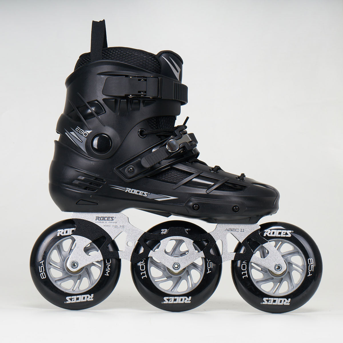Roces EGO 3x110 Tri Inline Skates for Adults - High-Performance Black Speed Skates for Urban Skating & Fitness Training