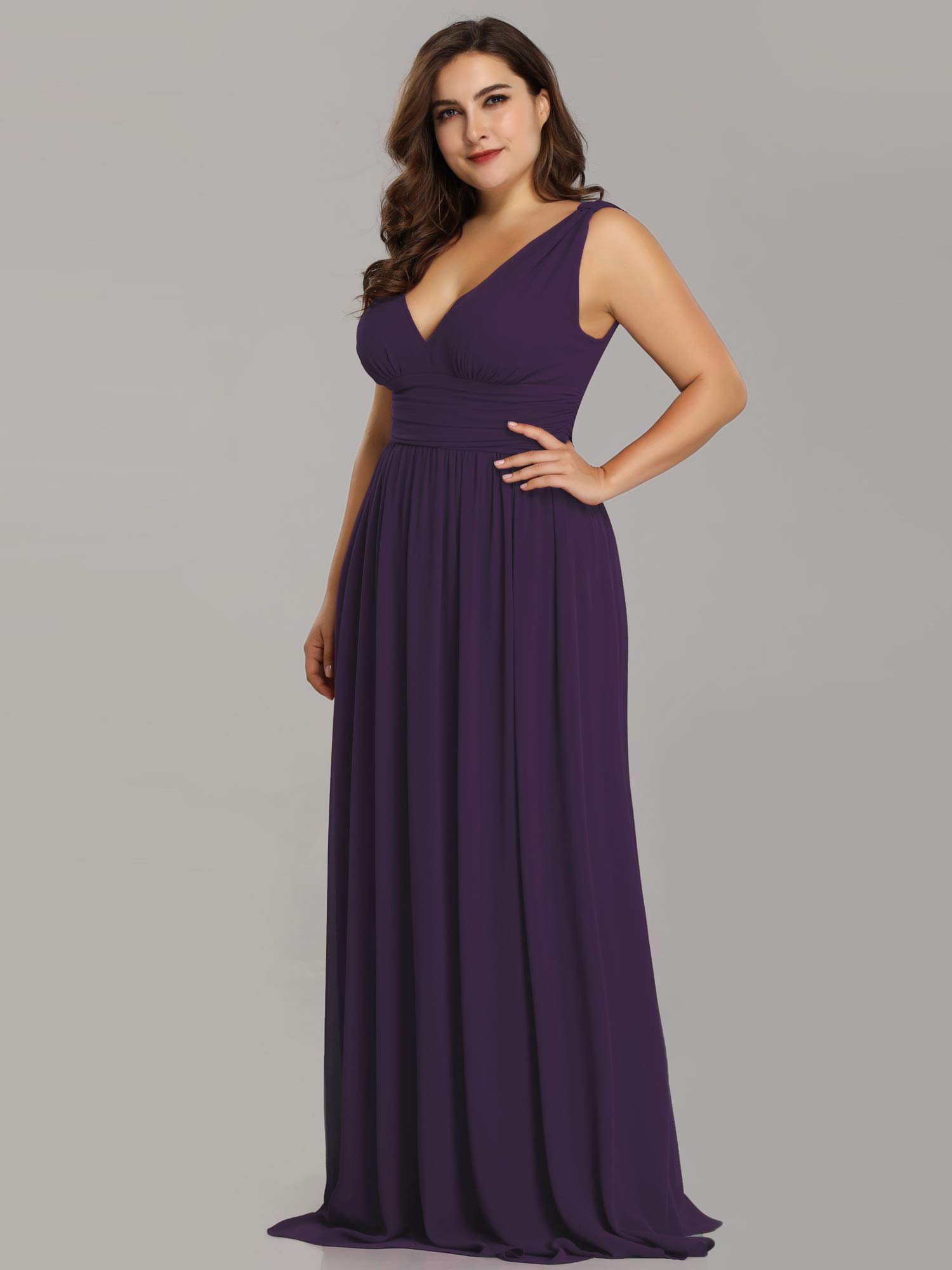 Ever-Pretty Women's Plus Size V-Neck Sleeveless Pleated Chiffon Maxi Dress - Formal Evening Gown & Bridesmaid Dress (Style 09016-DA) | Perfect for Weddings, Proms & Special Occasions