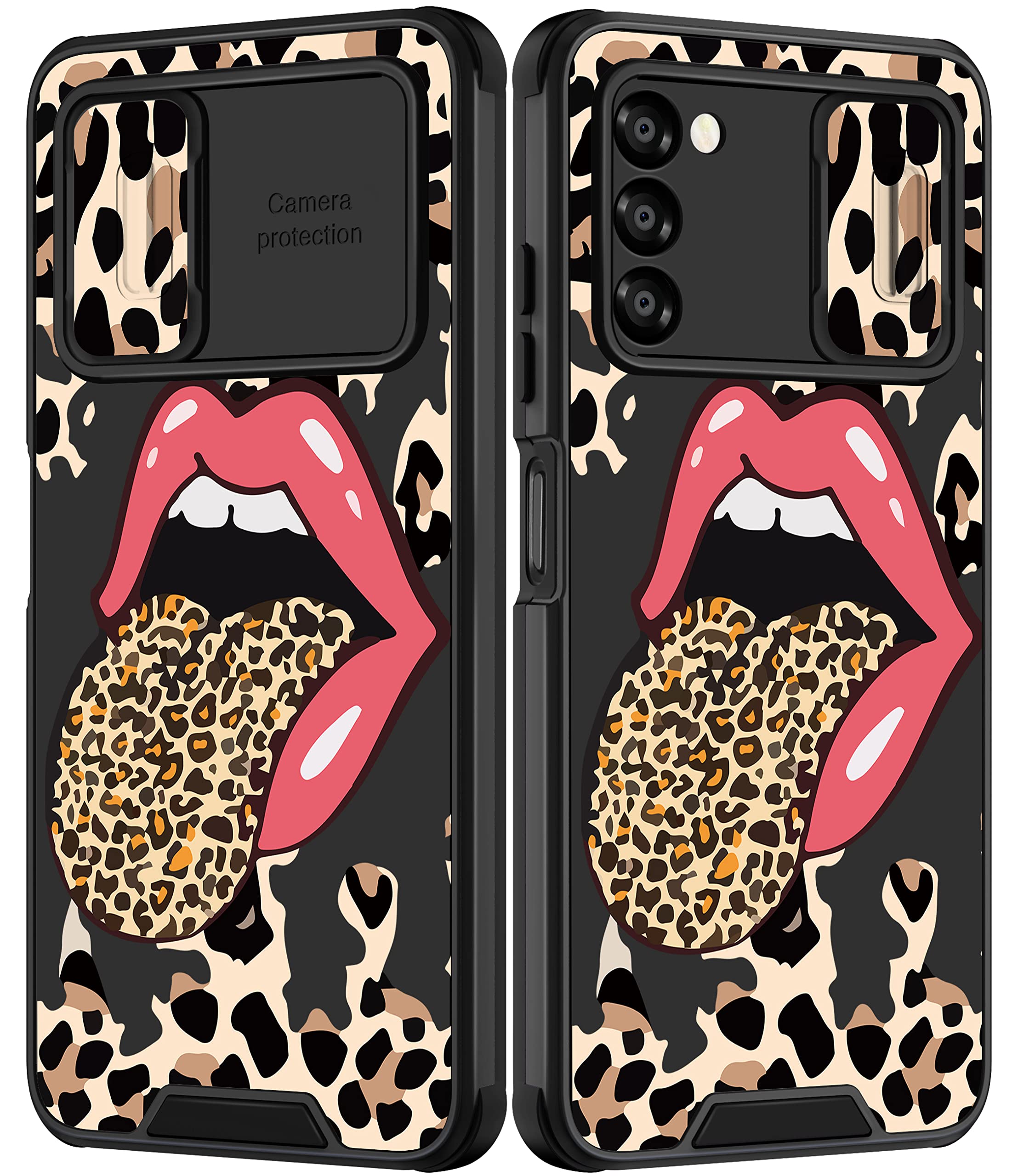 Goocrux Samsung Galaxy A03S Case - Cute Cheetah Print Phone Cover with Slide Camera Cover | Animal Design Protective Case for Women & Girls | Fashionable 6.5