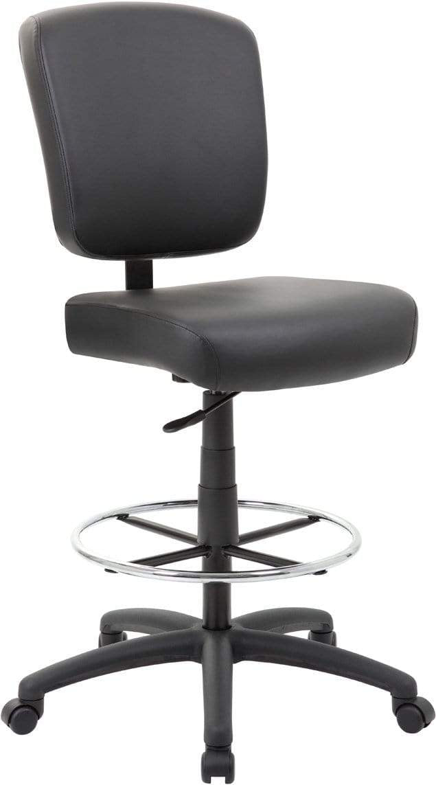 Boss Oversized Drafting Stool [B1680 BK] - Adjustable Height Bar Stool for Home Office, Studio & Industrial Workspaces - Ergonomic Design for Architects, Artists & Designers