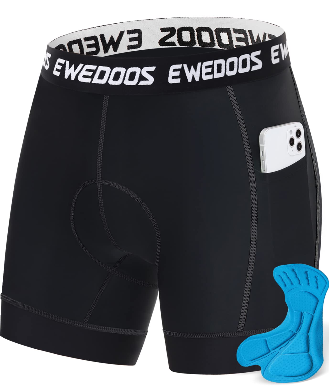 Ewedoos Men's 4D Padded Cycling Shorts - Breathable Mountain Bike Shorts with Comfortable Padding for Road & Trail Riding | Ideal for Long-Distance Cycling, Commuting & Outdoor Sports