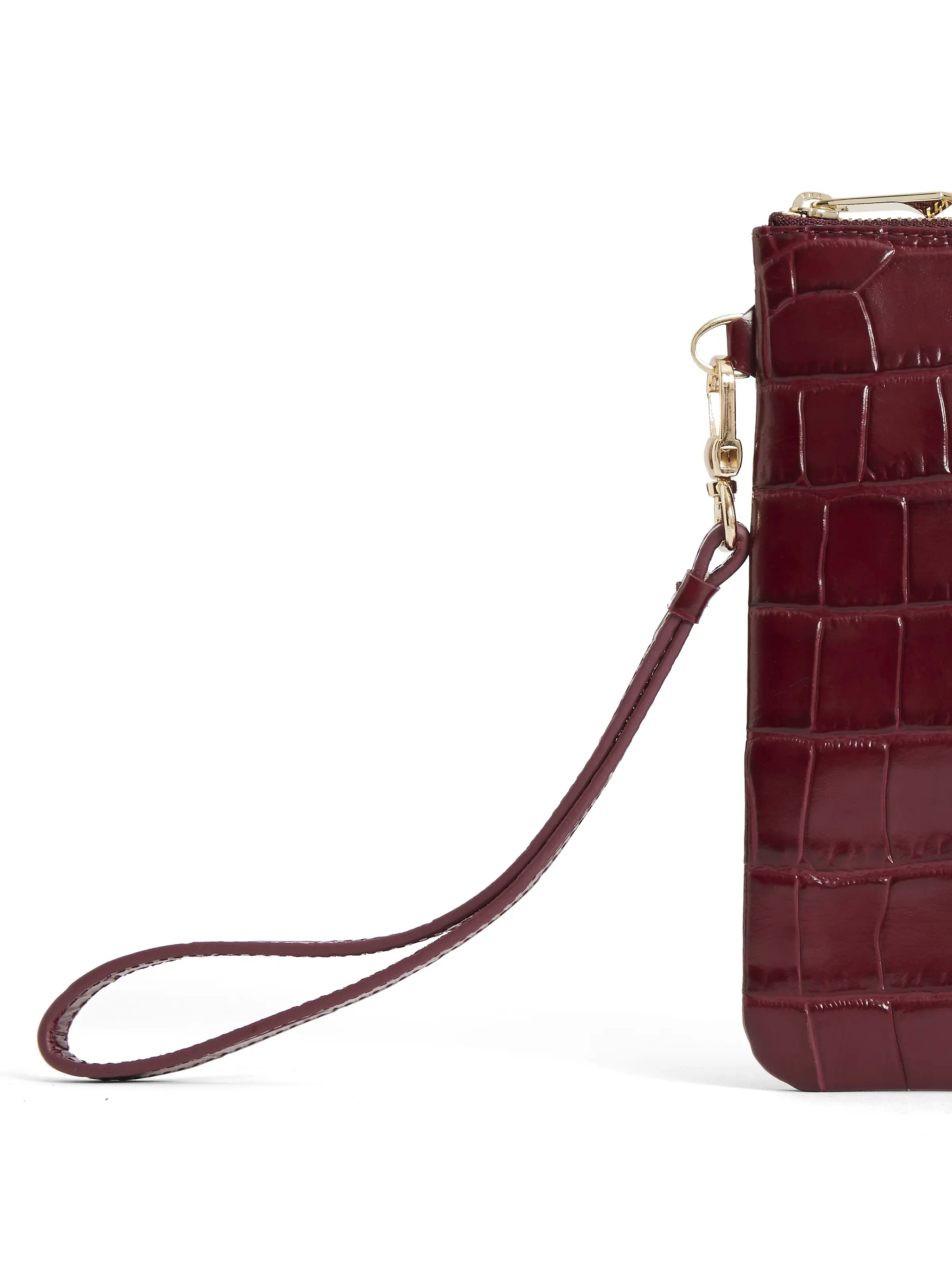 Highbury Clutch Ruby Croc - Stylish Women's Handbag for Evening Parties, Date Nights & Special Occasions